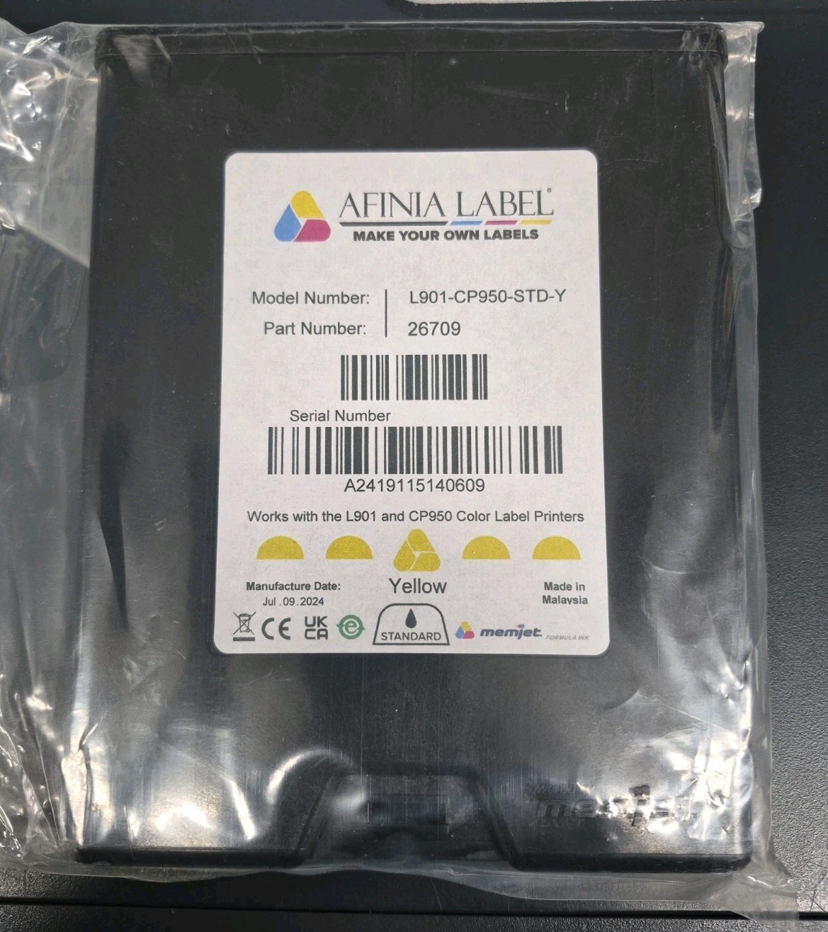 Afinia Label Genuine Yellow  Ink Cartridge L901-CP950-STD-Y  NEW For Afinia L901