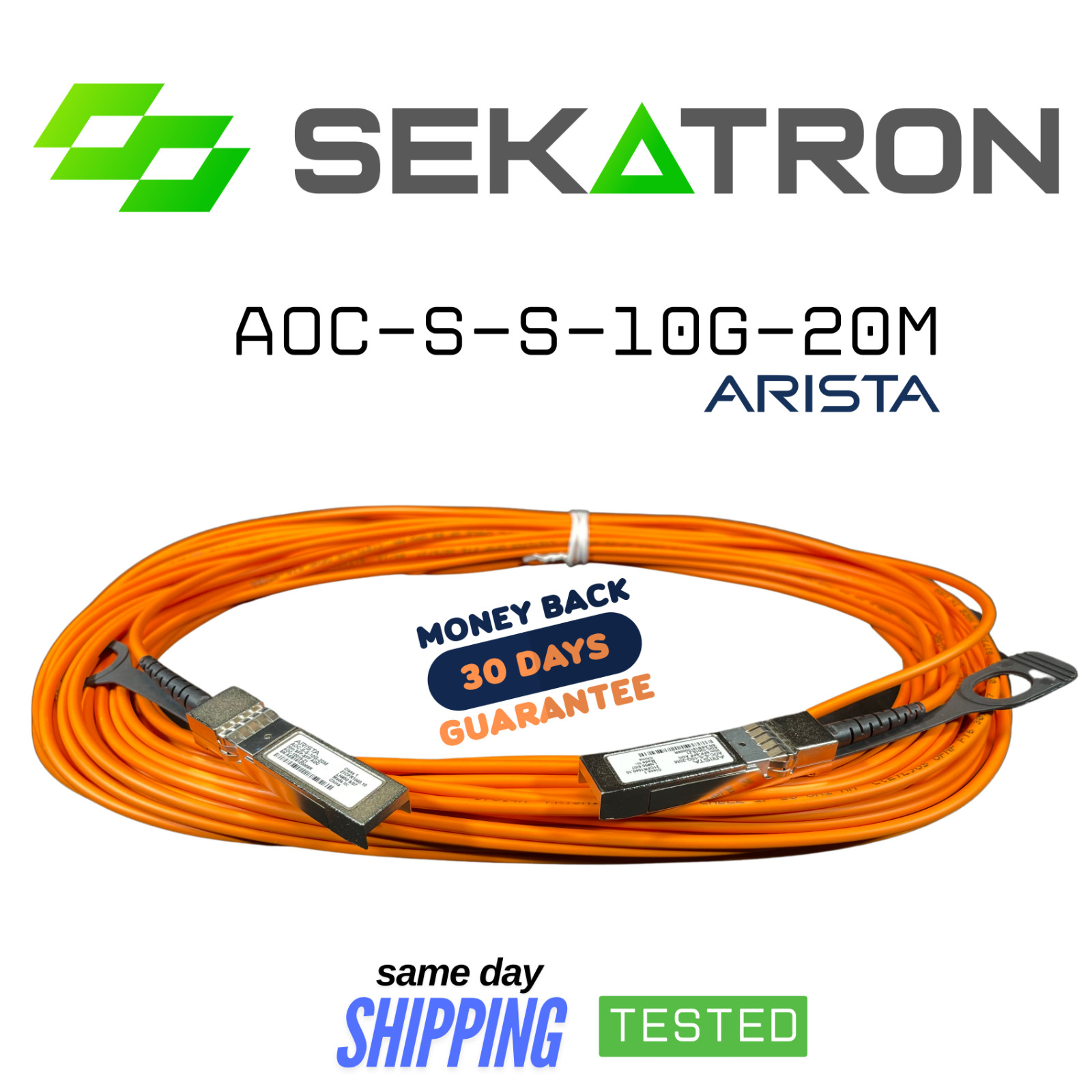 ♻️Genuine Arista AOC-S-S-10G-20M 10G SFP+ Optical Cable ⚡Fast Ship