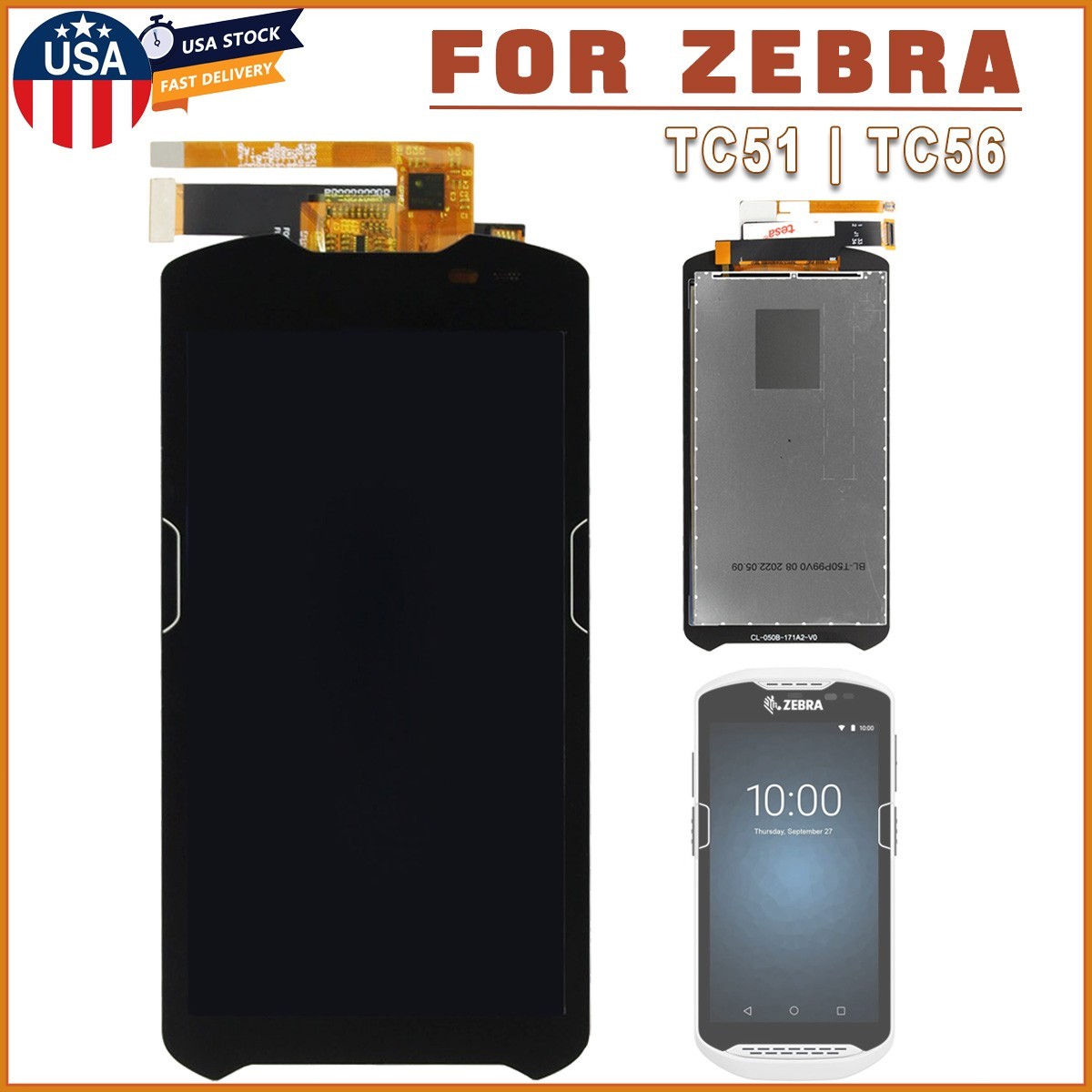NEW LCD Module with Touch Screen Digitizer For Zebra TC51 TC510K TC56 TC56CJ/DJ