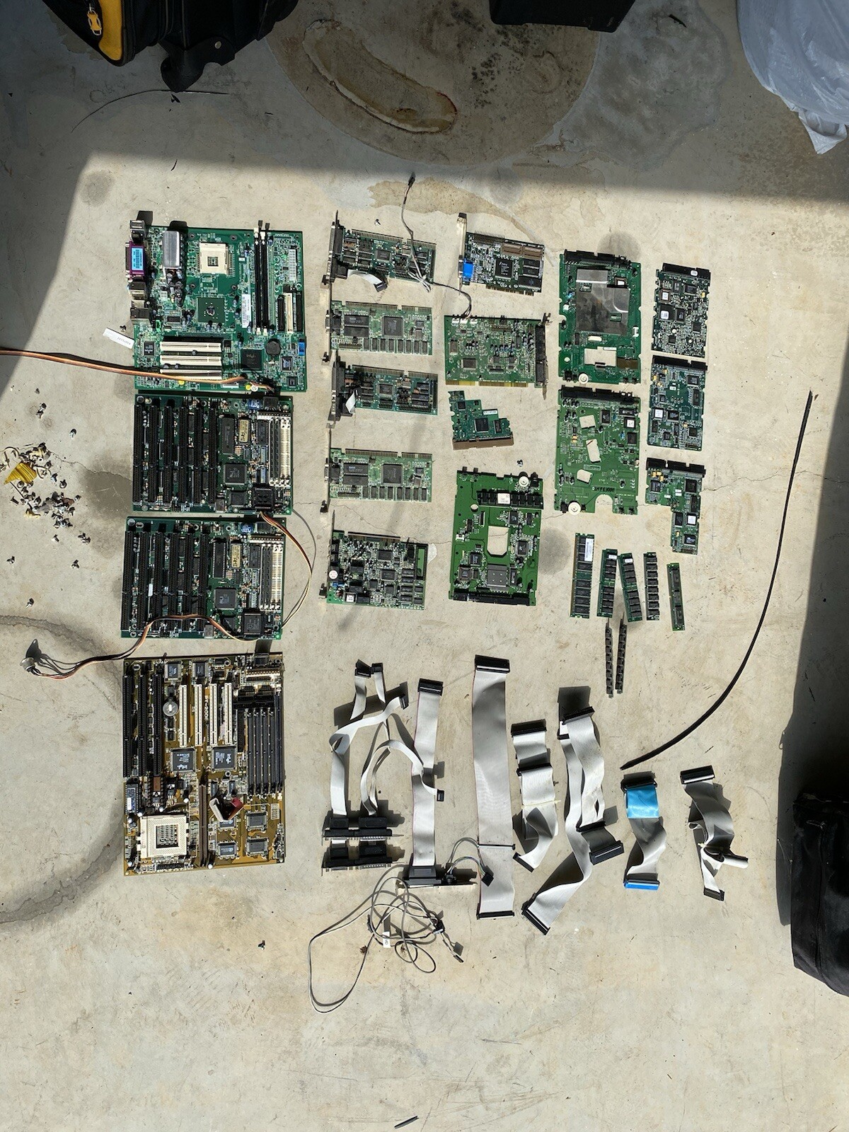 Various Motherboards, Circuit Boards, Ram And Cables
