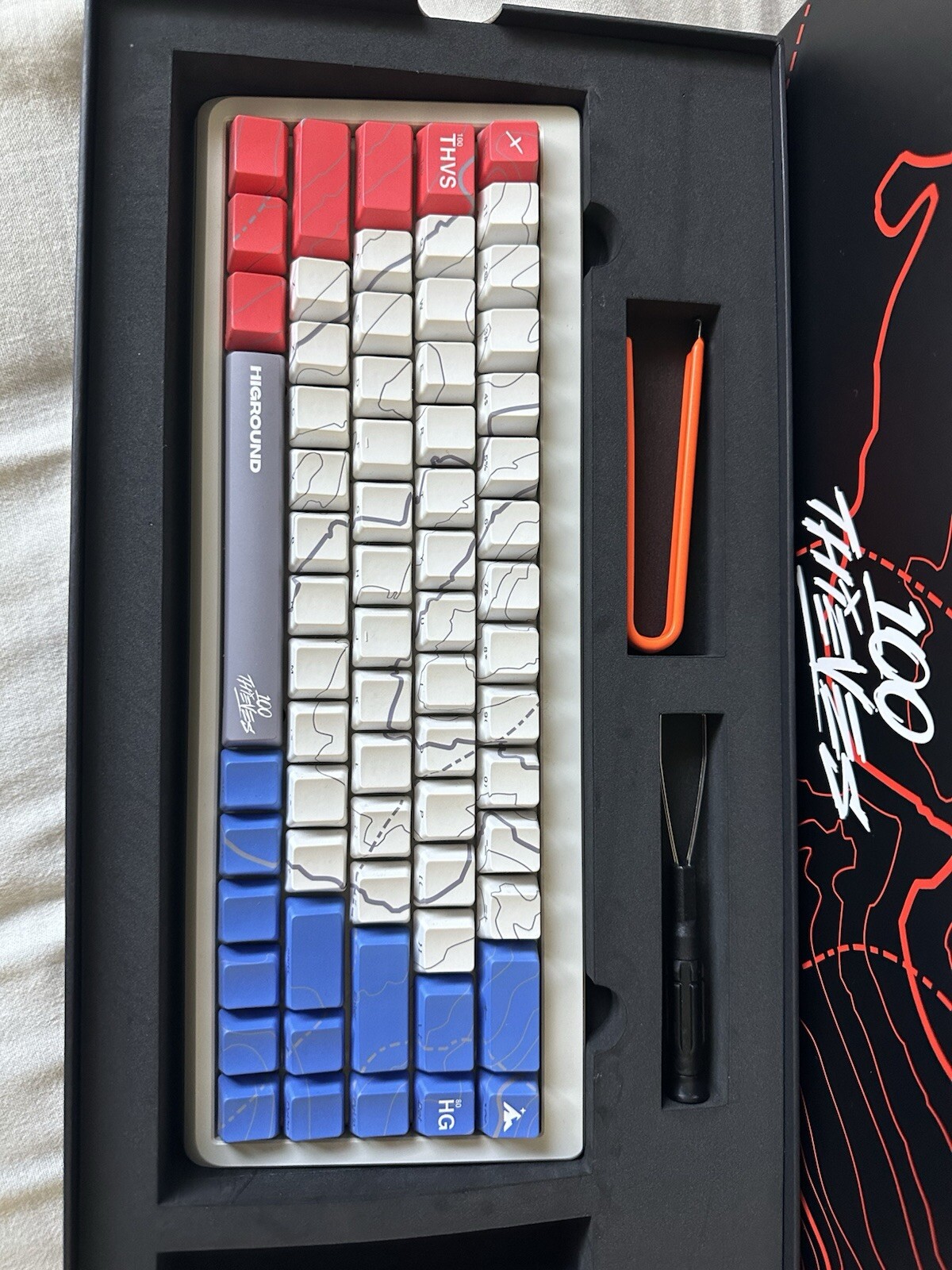 100 Thieves 100T x HG Higround Summit 65 Red White Blue Keyboard Cartograph