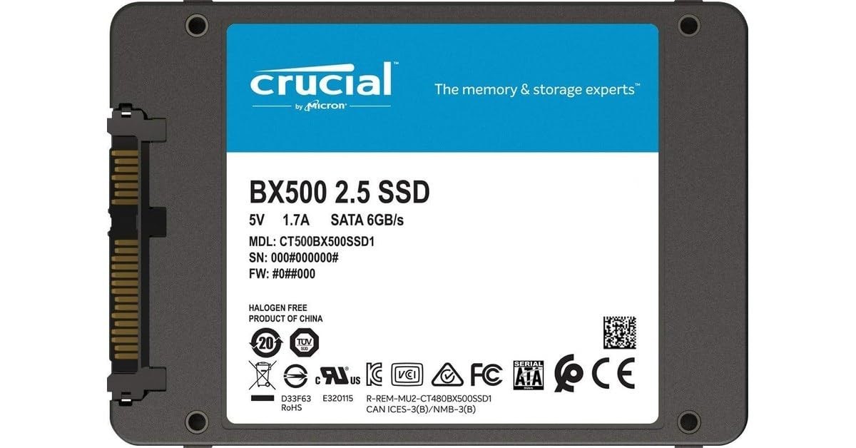 Crucial BX500 500GB 2.5" 3D NAND SATA III Internal SSD CT500BX500SSD1
