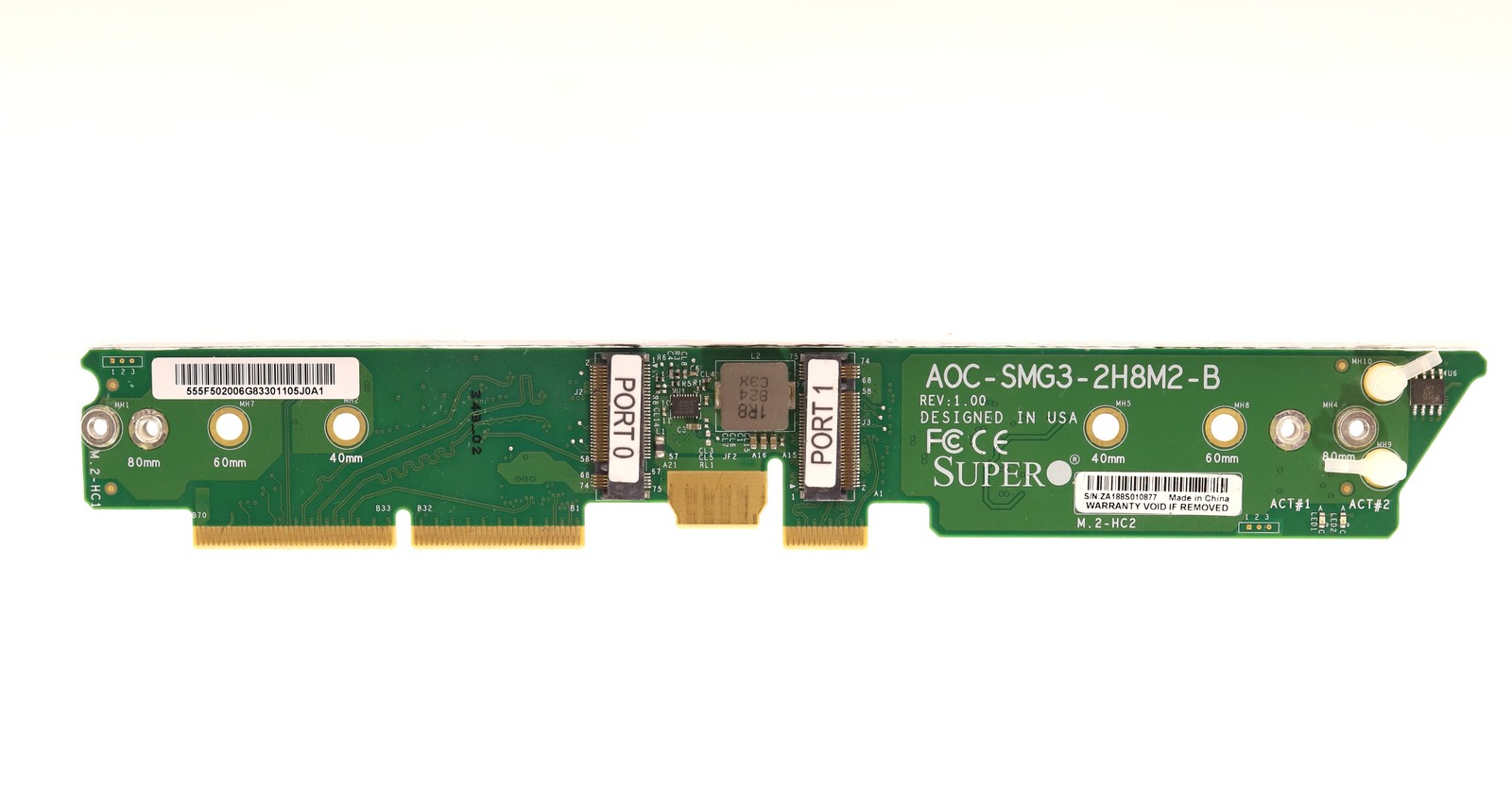 SuperMicro M.2 NVMe SATA Hybrid Carrier Card for BigTwin P/N: AOC-SMG3-2H8M2-B