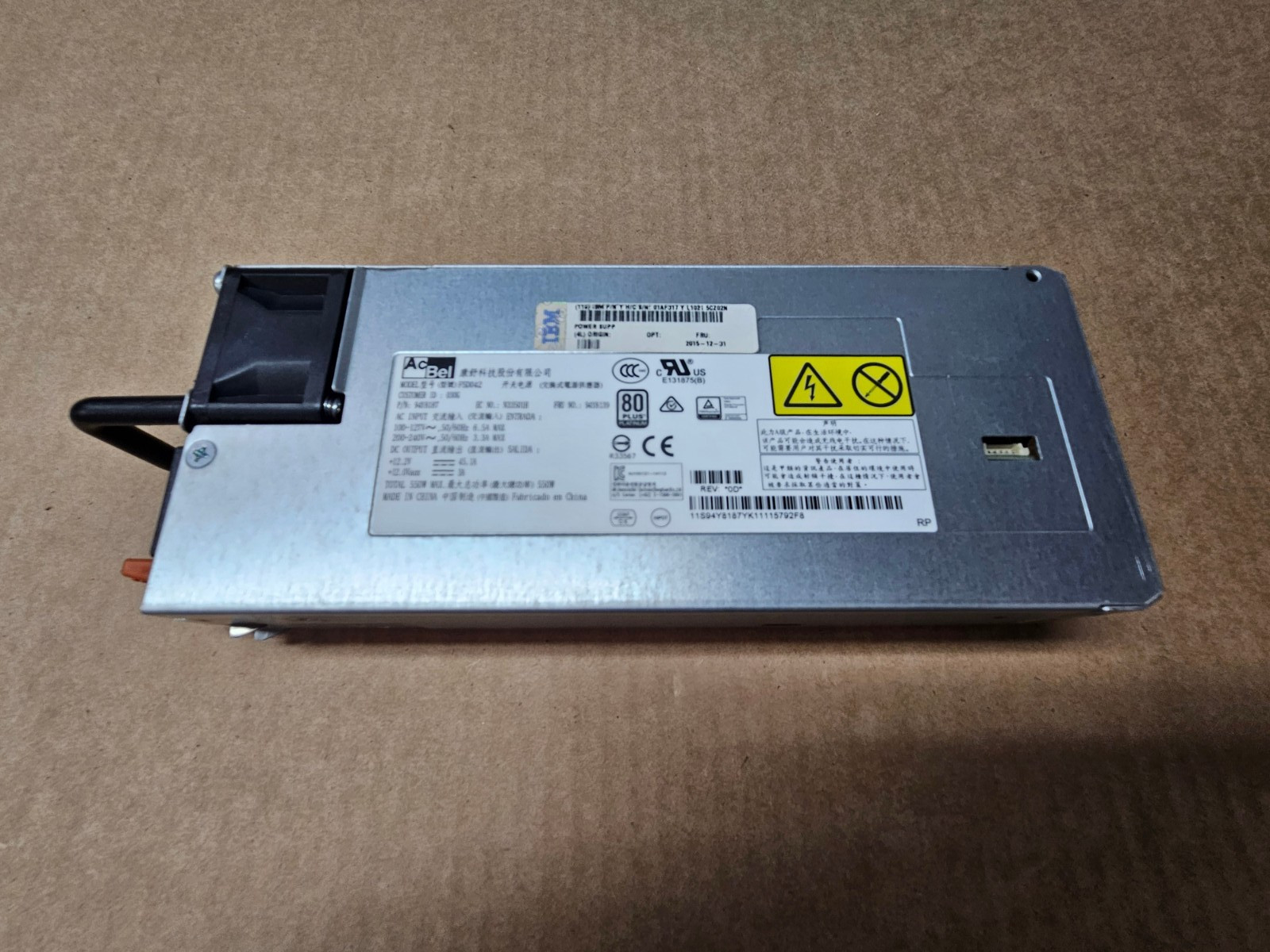IBM AcBel Power Supply / PSU 550W FSD042 For Lenovo System X3650 M5 94Y8187 9...