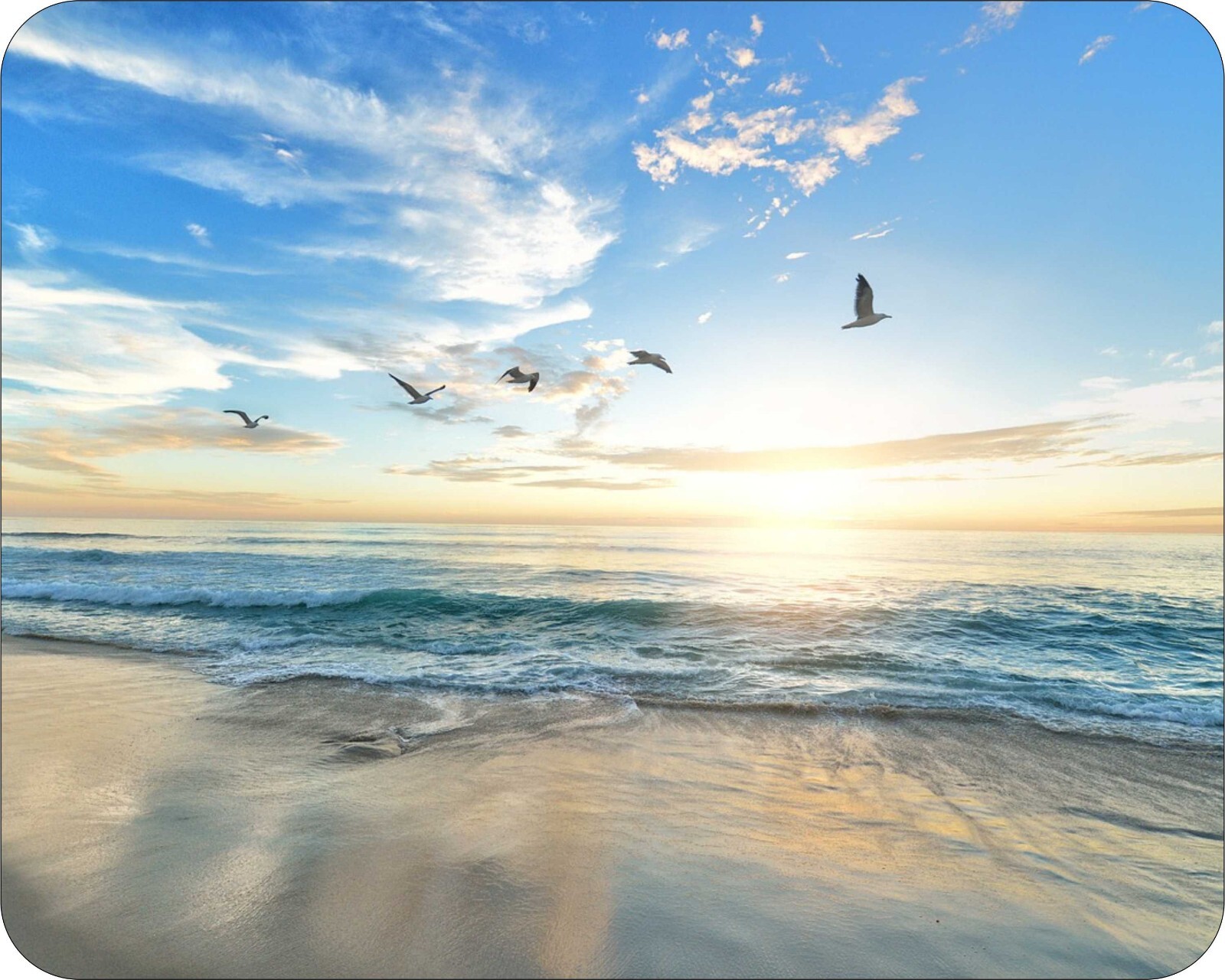 Sandy Beach with Birds Ocean  Galaxy Milkyway  Mouse Pads Photo Art Gaming Pads