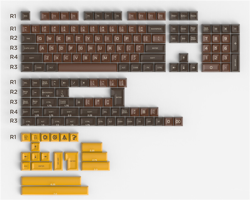 Theme Keycap SA Height 172 Keycaps Full Set Key for Cherry MX Keyboard Chocolate