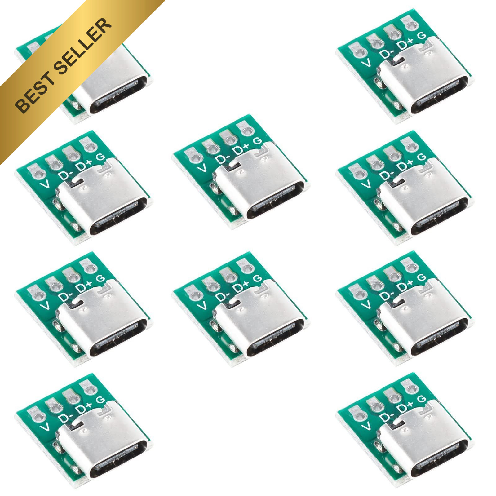 10 Pcs USB Type C Female Breakout Board DIY 3.1 Connector PCB Converter Modules