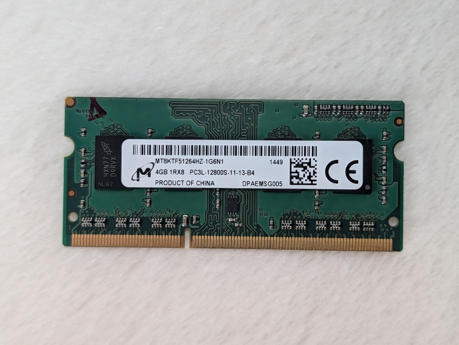 Micron 4GB SO-DIMM Laptop DDR3 SDRAM PC3L-12800S-11-13-B4 (MT8KTF51264HZ1G6N1)