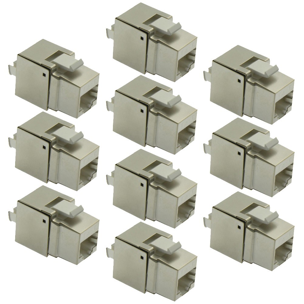 10 Pcs Cat6 RJ45 Ethernet LAN Network Shielded Keystone Jack 110 Punch Down 8P8C