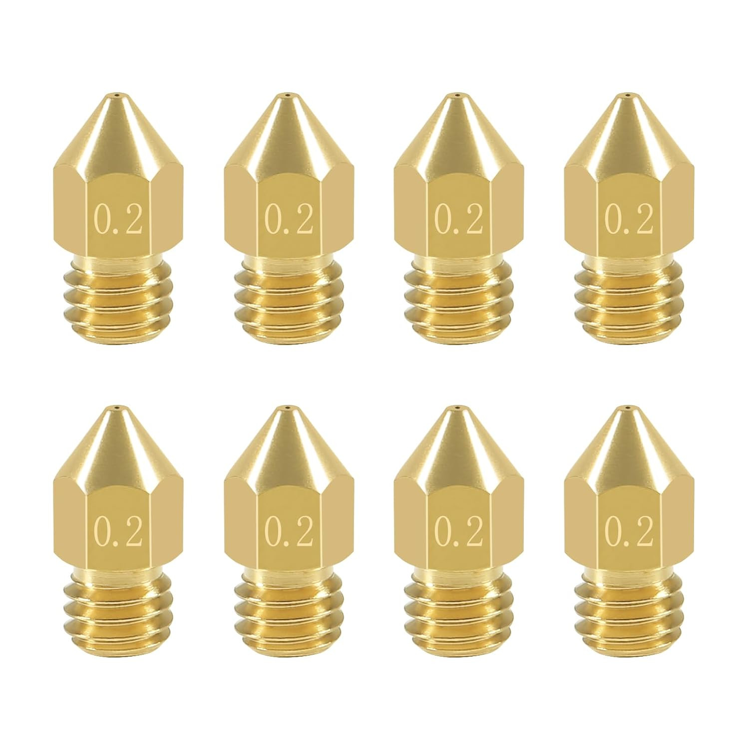 8 Pcs 0.2Mm MK8 Extruder Nozzles 3D Printer Nozzles for Creality Ender 3/3 Pro/3