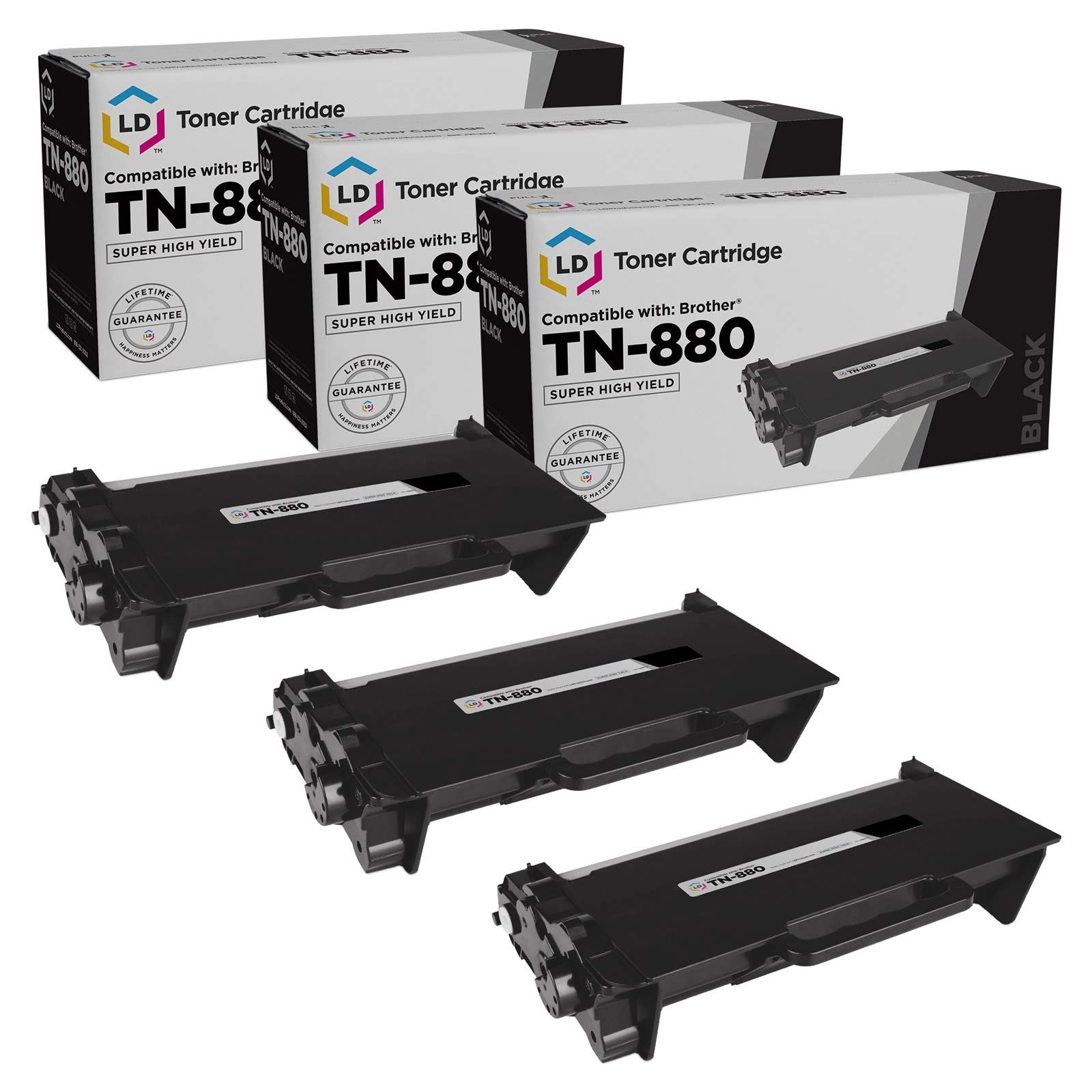 LD Compatible TN880 Black Toner Super HY Set of 3 for Brother DCP-L6600 HL-L6200