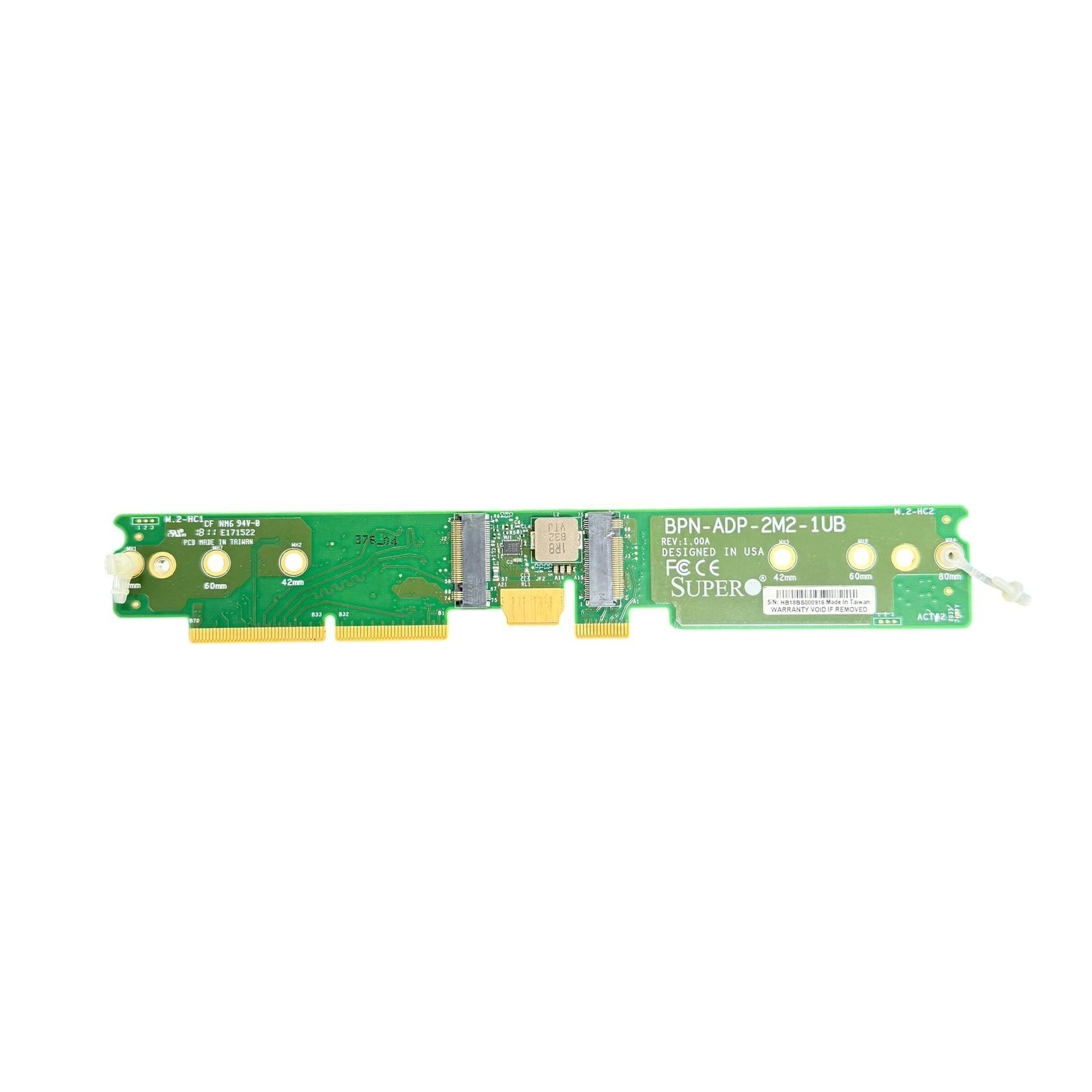 Supermicro Dual M.2 SATA/NVME SSD Controller Carrier Card w60 BPN-ADP-2M2-1UB