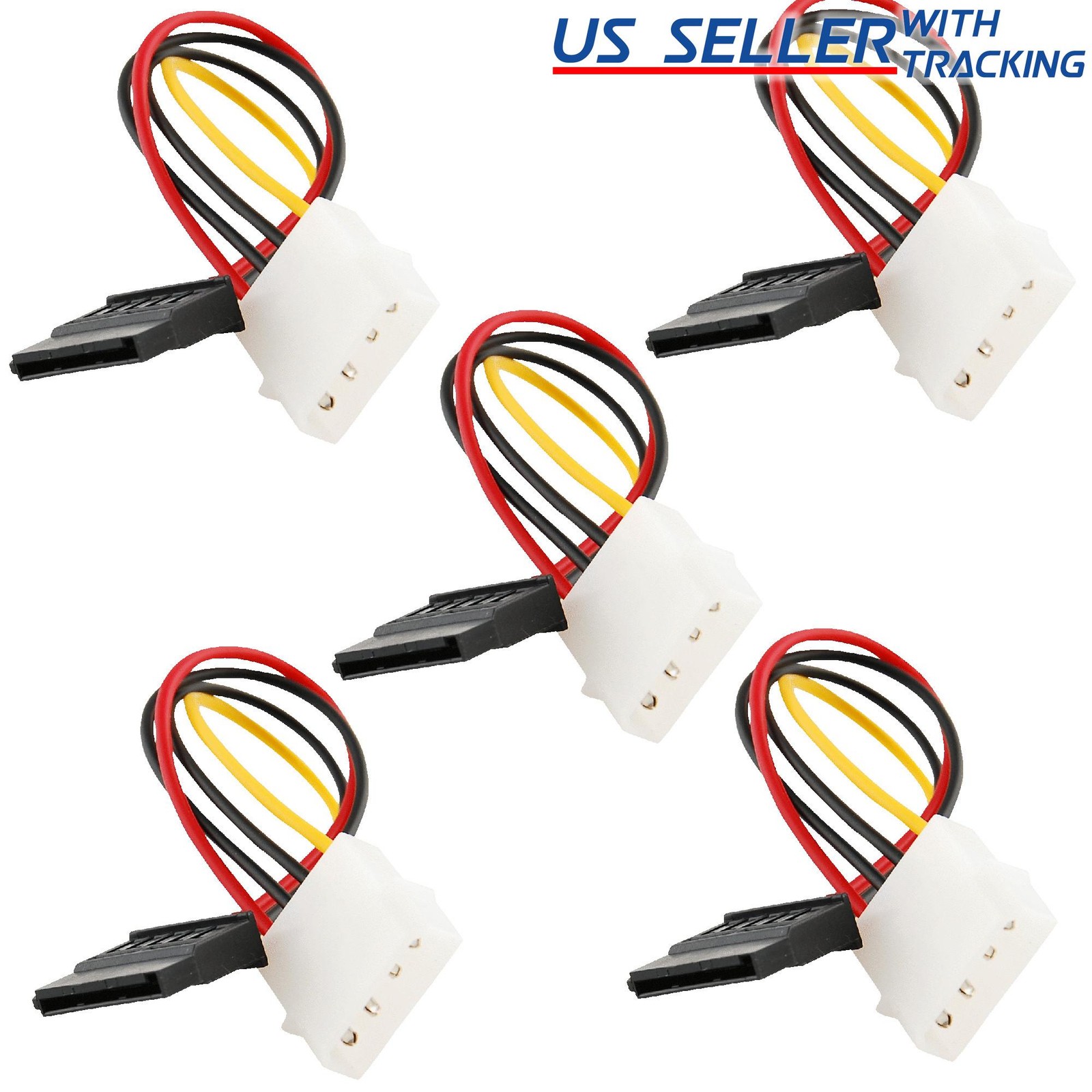 (5-pack) IDE/Molex/IP4/4-pin to SATA Power 15-pin Converter Adapter Cable