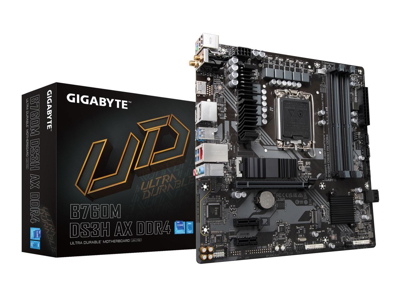 GIGABYTE B760M DS3H AX DDR4 LGA 1700 Intel B760 M-ATX Motherboard with DDR4, Dua