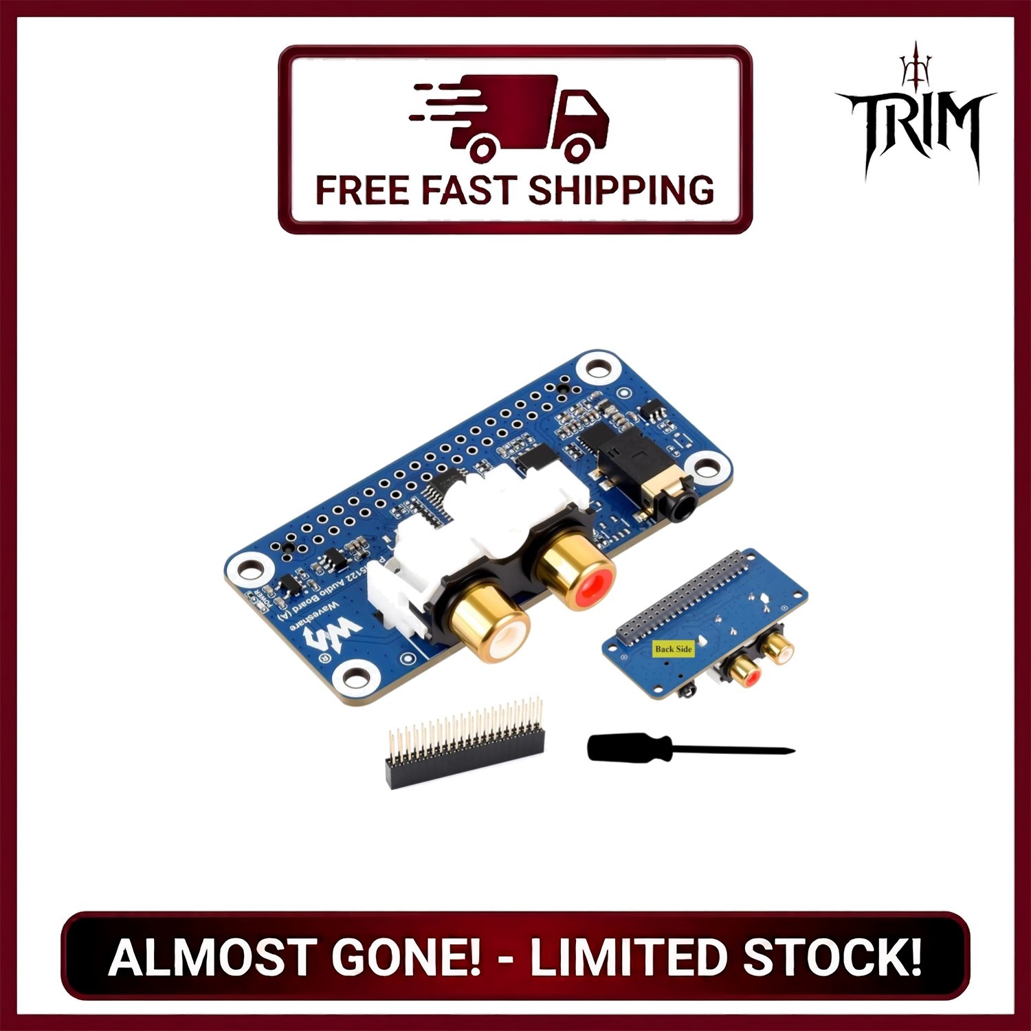 HiFi I2S DAC Sound Card for Raspberry Pi 5/4B/3B+/Zero W RCA Headphone Jack