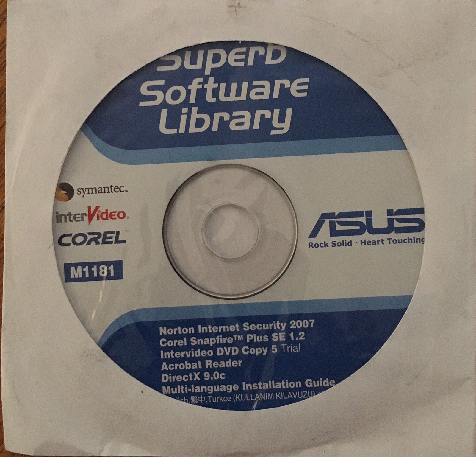Superb Software Library ASUS Symantec interVideo Corel #M1181 CD-ROM