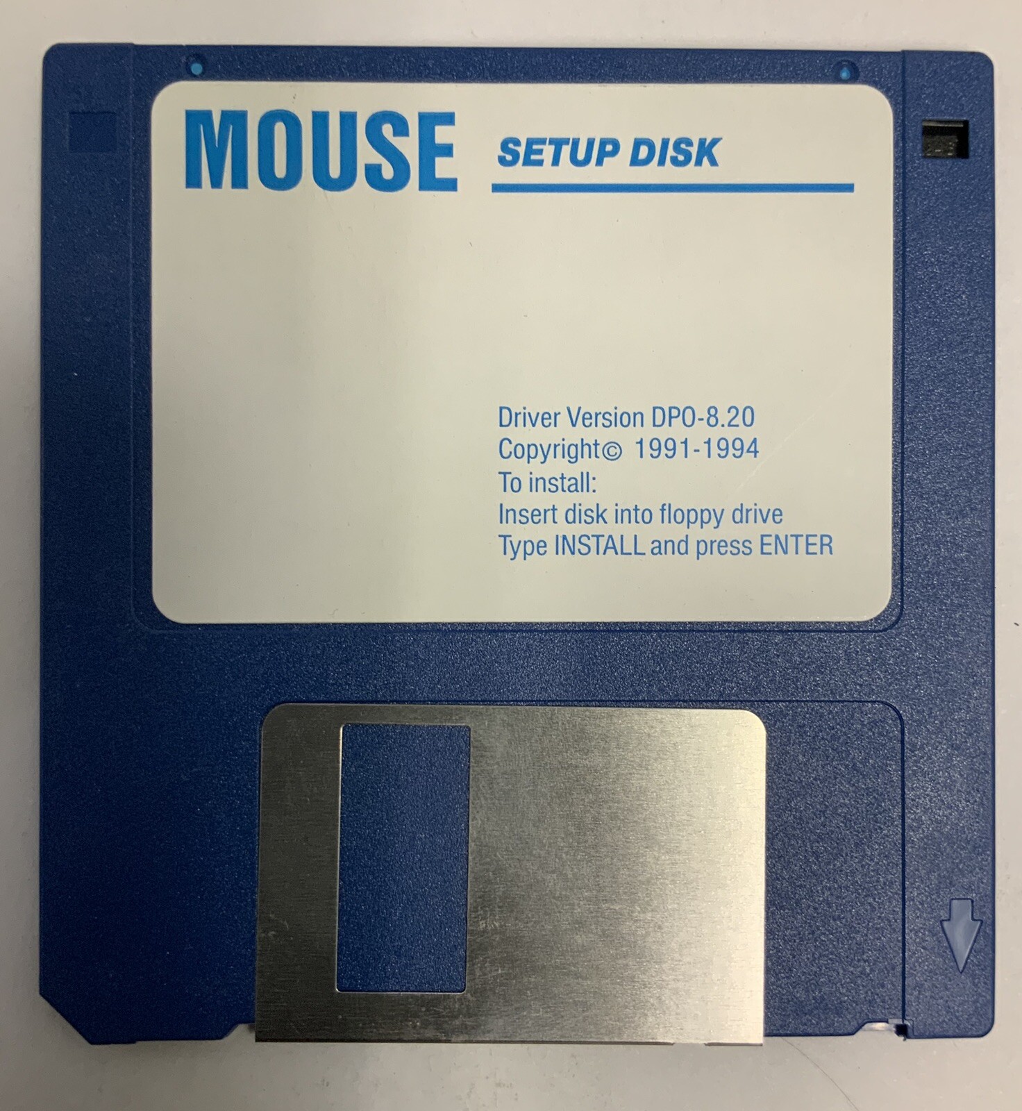 1994 Mouse Setup Disk Driver Version DPO 8.20 3.5” Floppy Disk