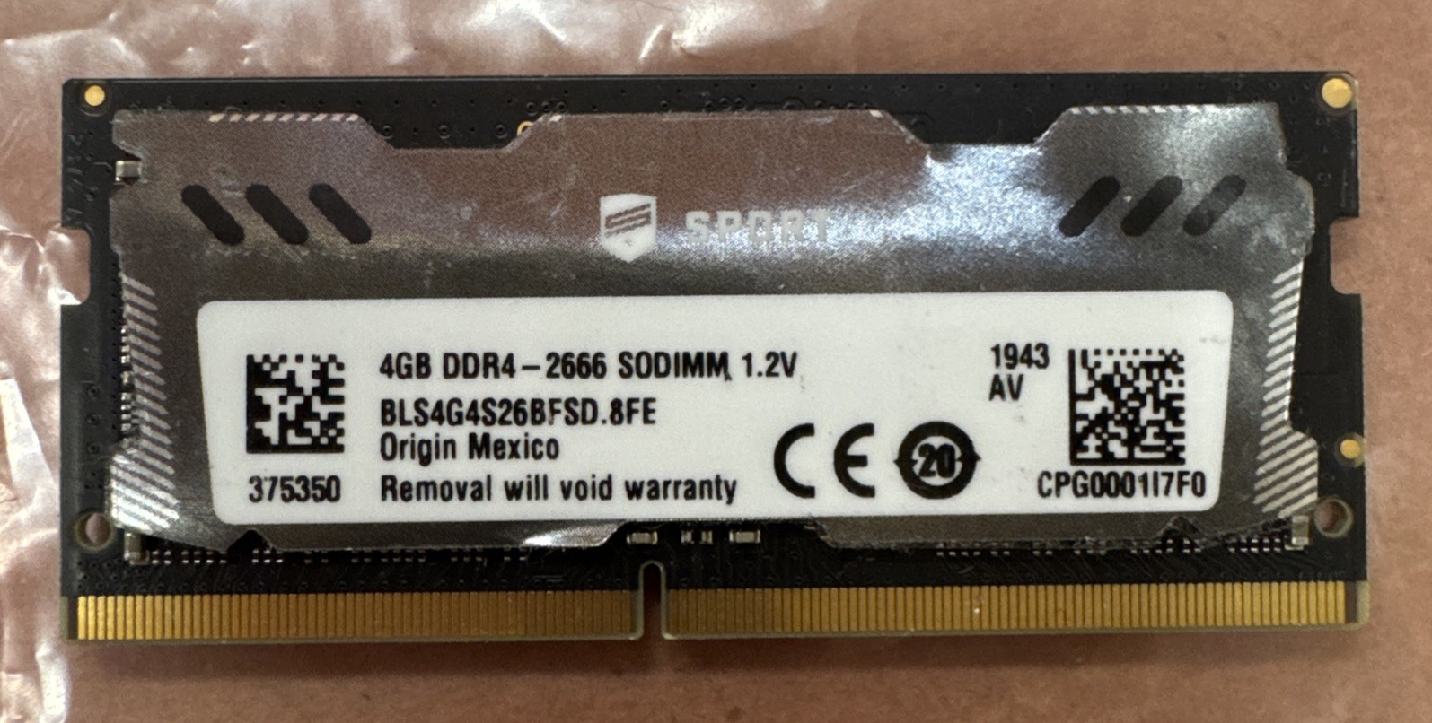 Micron Ballistix 4GB BLS4G4S26BFSD.8FE 2666 SODIMM Laptop Ram