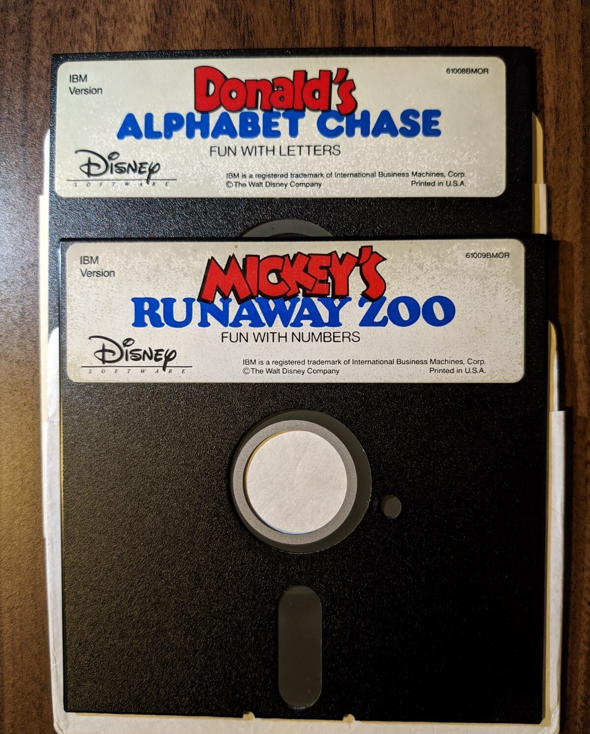 1991 Disney IBM Disks- Donald's Alphabet Chase Mickey's Runaway Zoo Fun Letters
