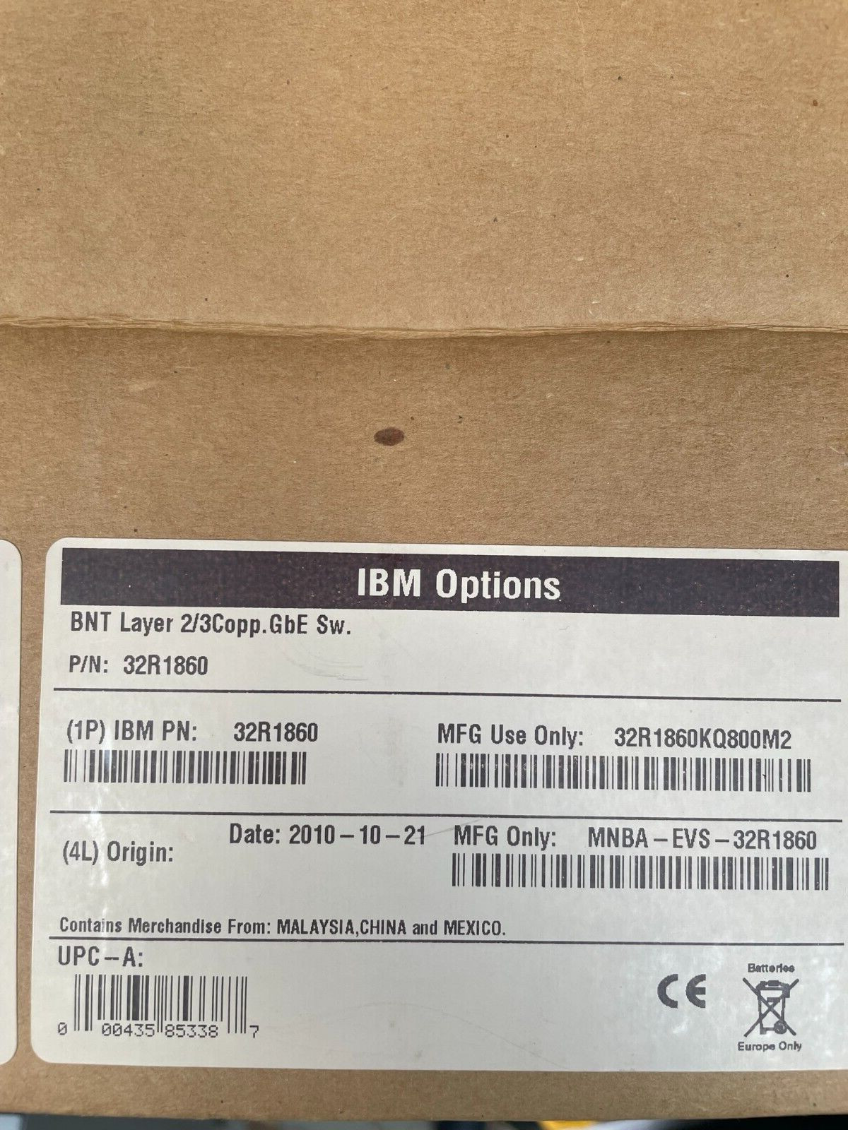 IBM BladeCenter 32R1860 Nortel 6 Port Layer 2/3 Copper Switch Module