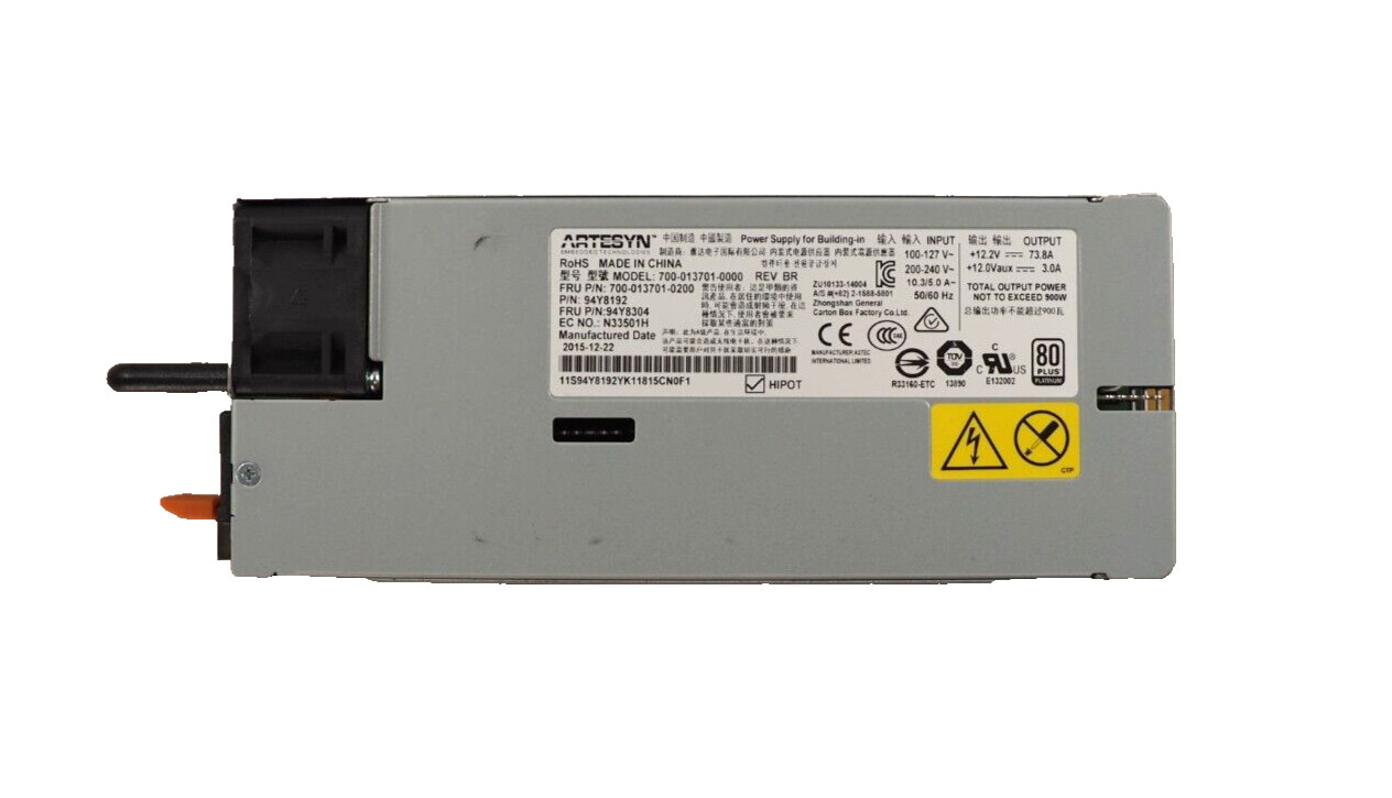 IBM Lenovo 94Y8304 System X 900W Switching Power Supply Artesyn 700-013701-0000
