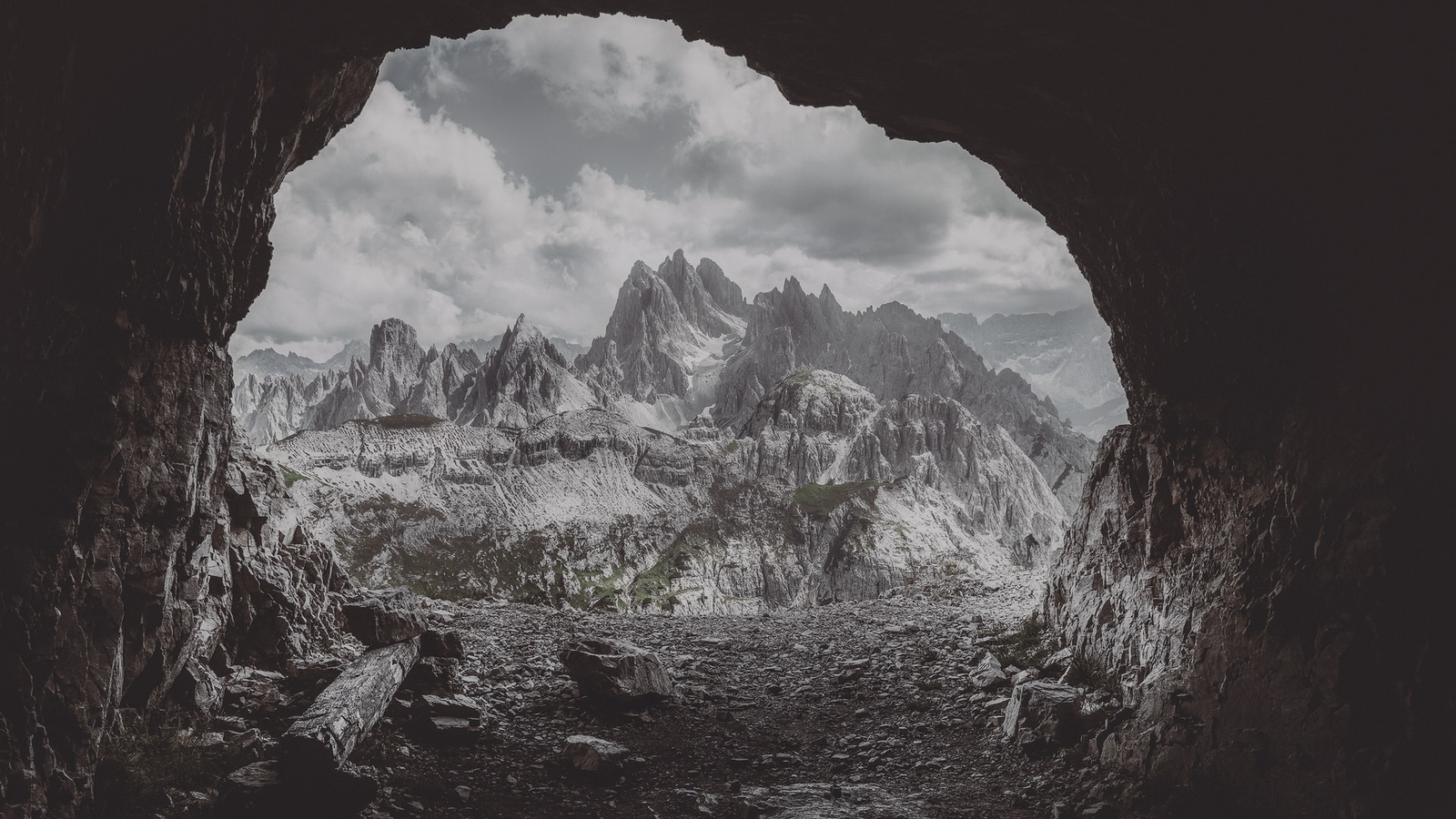 Landscape mountain pass cave gray rocks mountains Custom Gaming Mat Desk