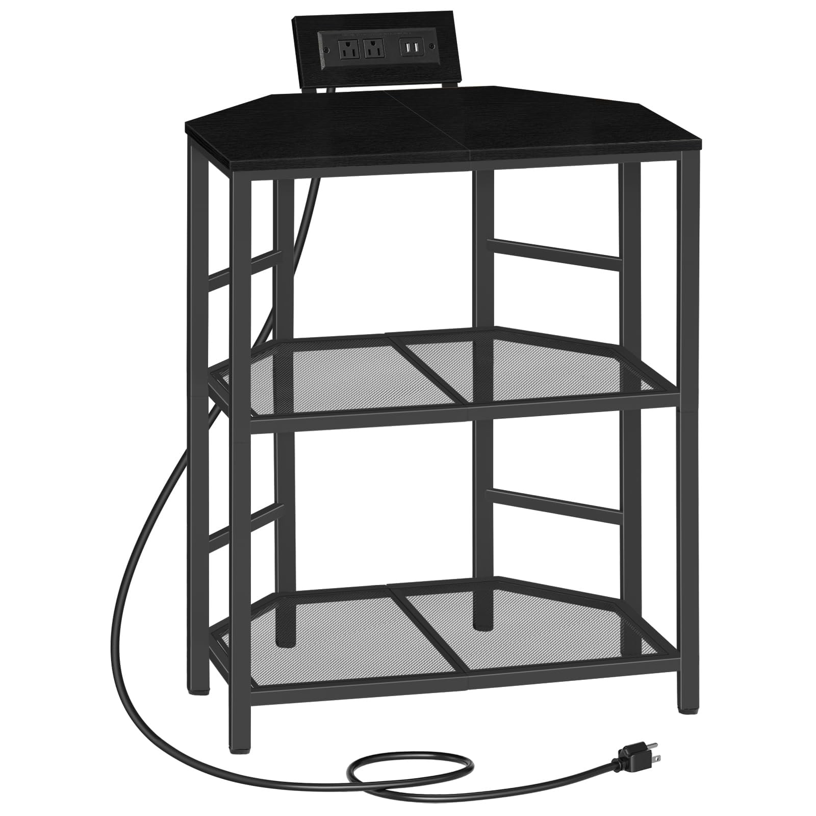 Corner Printer Stand with Charging Station, 3-Tier Large Printer Table with A...