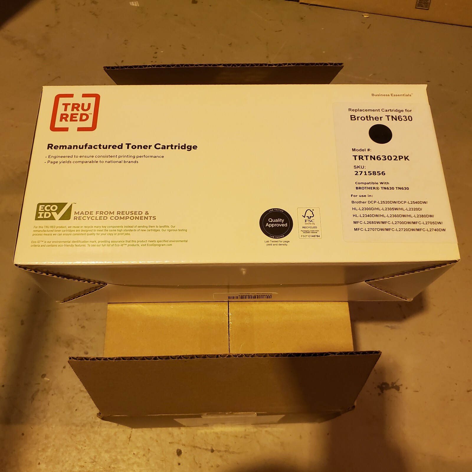 TRU RED Staples Remanufactured Toner Cartridge Brother TN630 Black Lot of 2