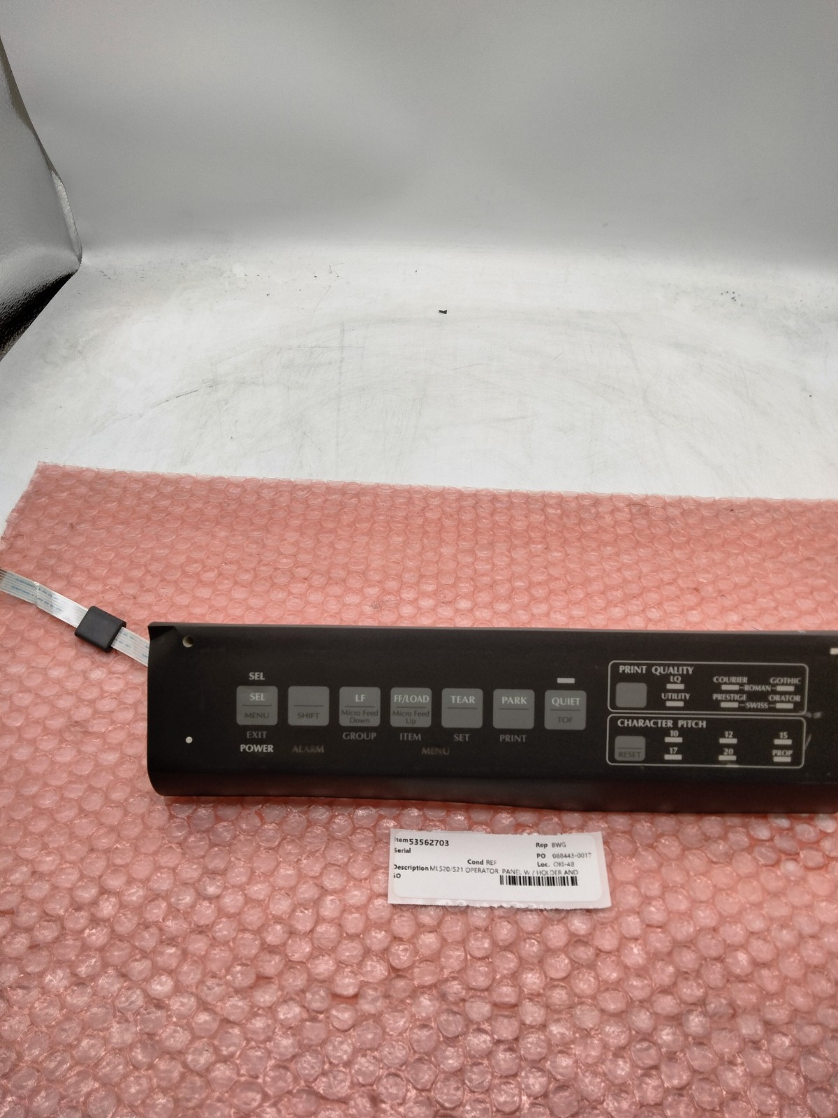 OKIDATA 53562703 ML520/521 OPERATOR PANEL W / HOLDER AND OVERLAY