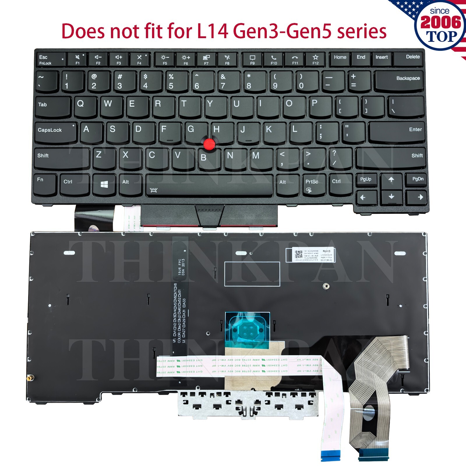 New US Backlit keyboard for Lenovo Thinkpad L14 Gen1 Gen2 5N20W67760 5N20W67832