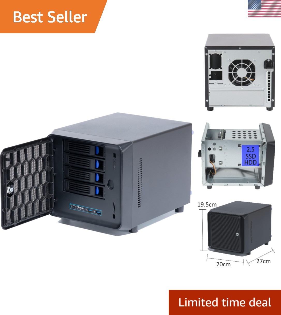 Mini ITX Supported 4 + 1 Bay NAS Case with USB 3.0 – Efficient Storage Solution