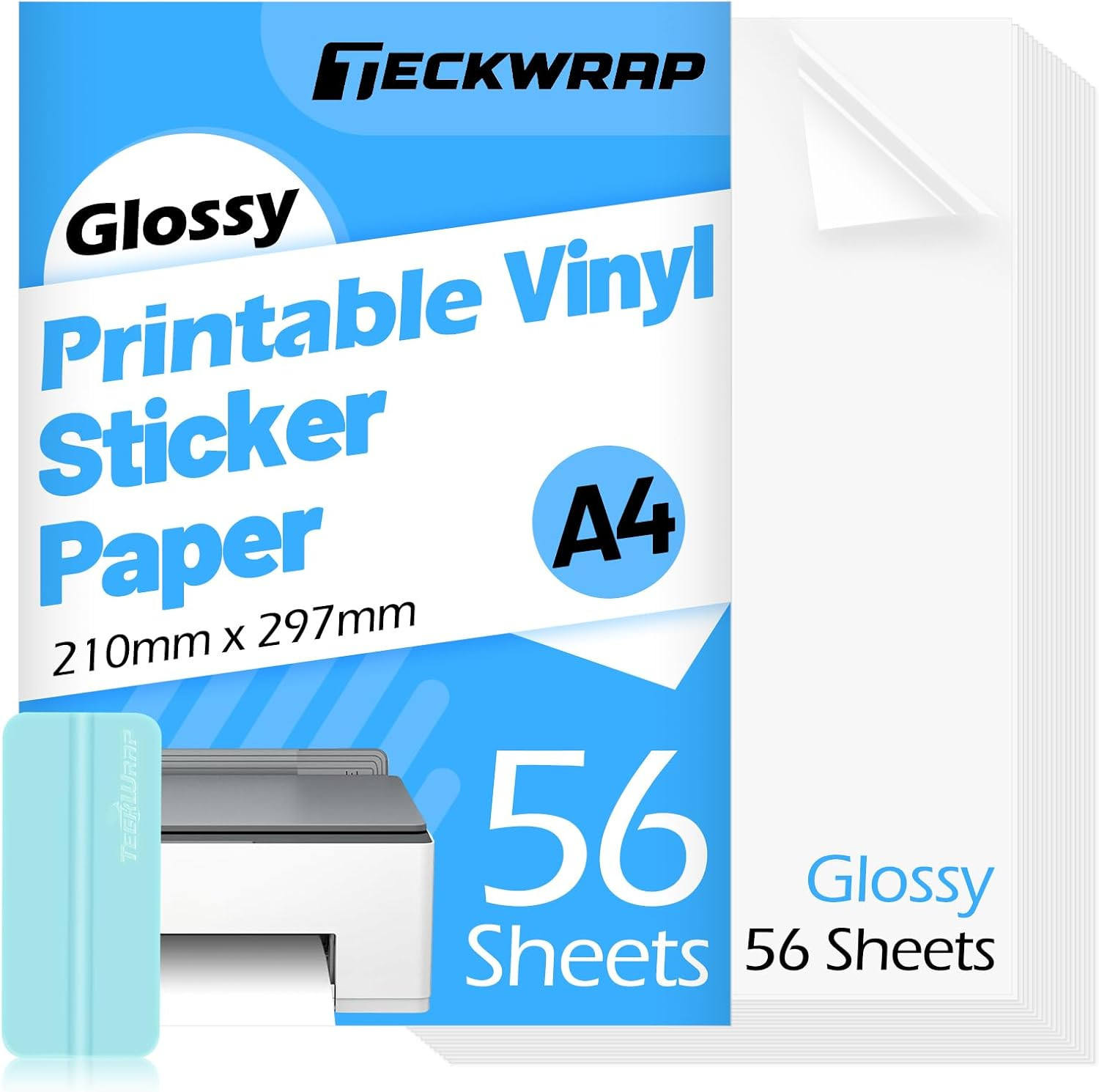 TECKWRAP Printable Vinyl Sticker Paper for Inkjet Printer, Glossy Inkjet Printab
