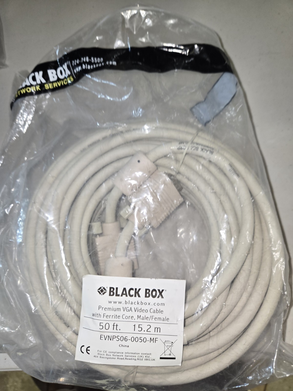 Black Box Premium Vga Video Cable With Ferrite Core Male/female 50'...