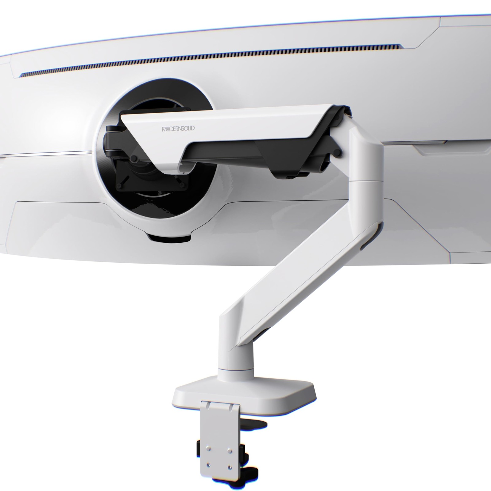 Heavy Duty Monitor Arm for 34-49 Inch Ultrawide Curved Screens, Aluminum, White,