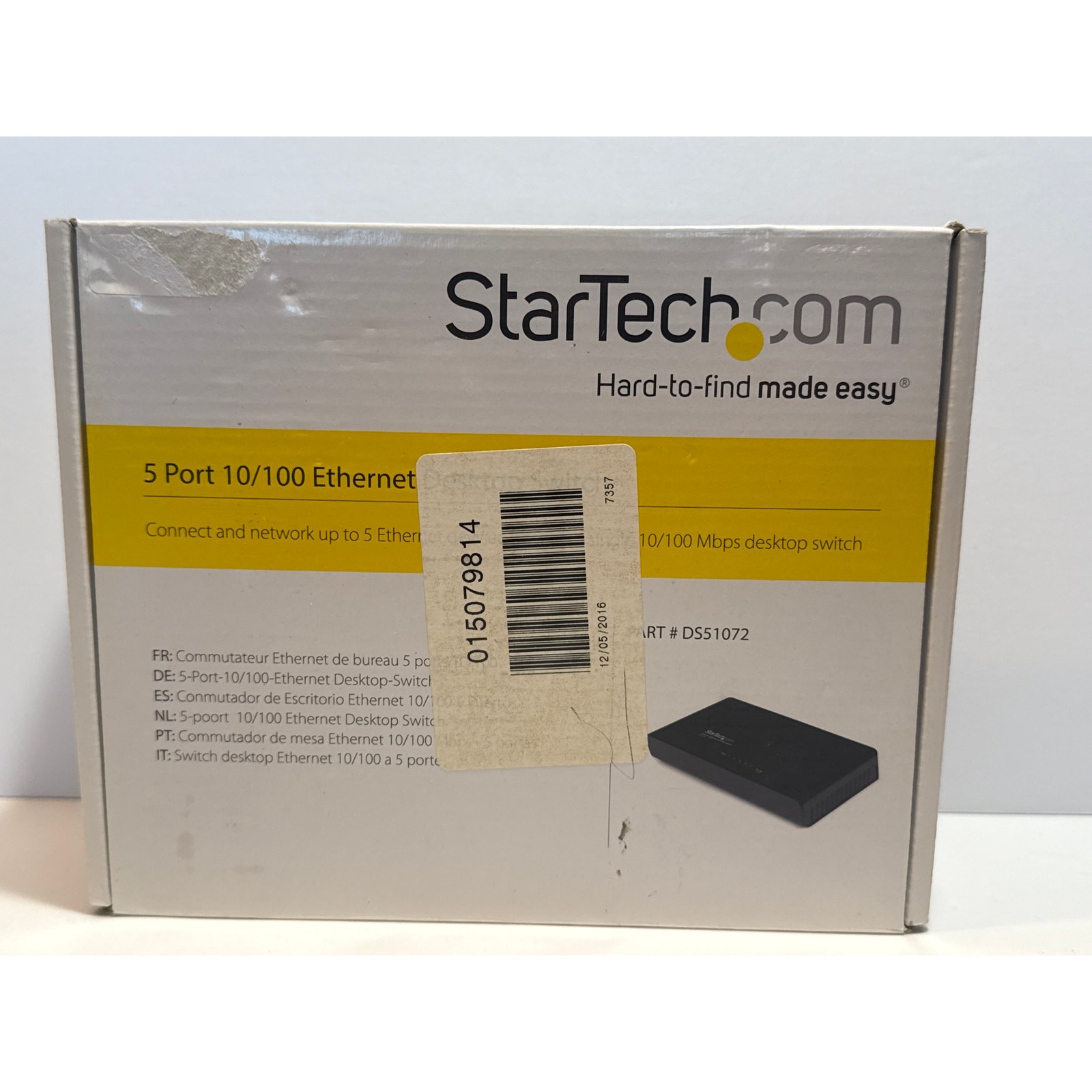 New In Box StarTech 5-Port 10/100Mbps Ethernet Desktop RJ45 Switch Fast DS51072
