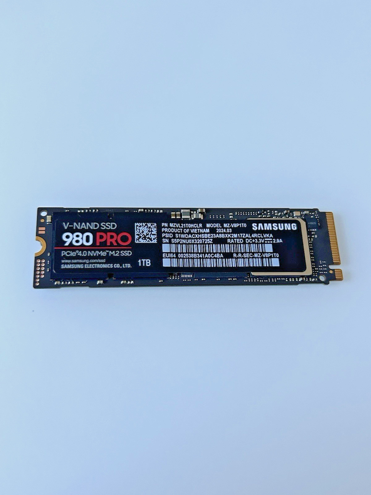 Samsung 980 PRO 1TB SSD (M.2 2280, PCIe 4.0 x4, NVMe) 100% health MZ-V8P1T0