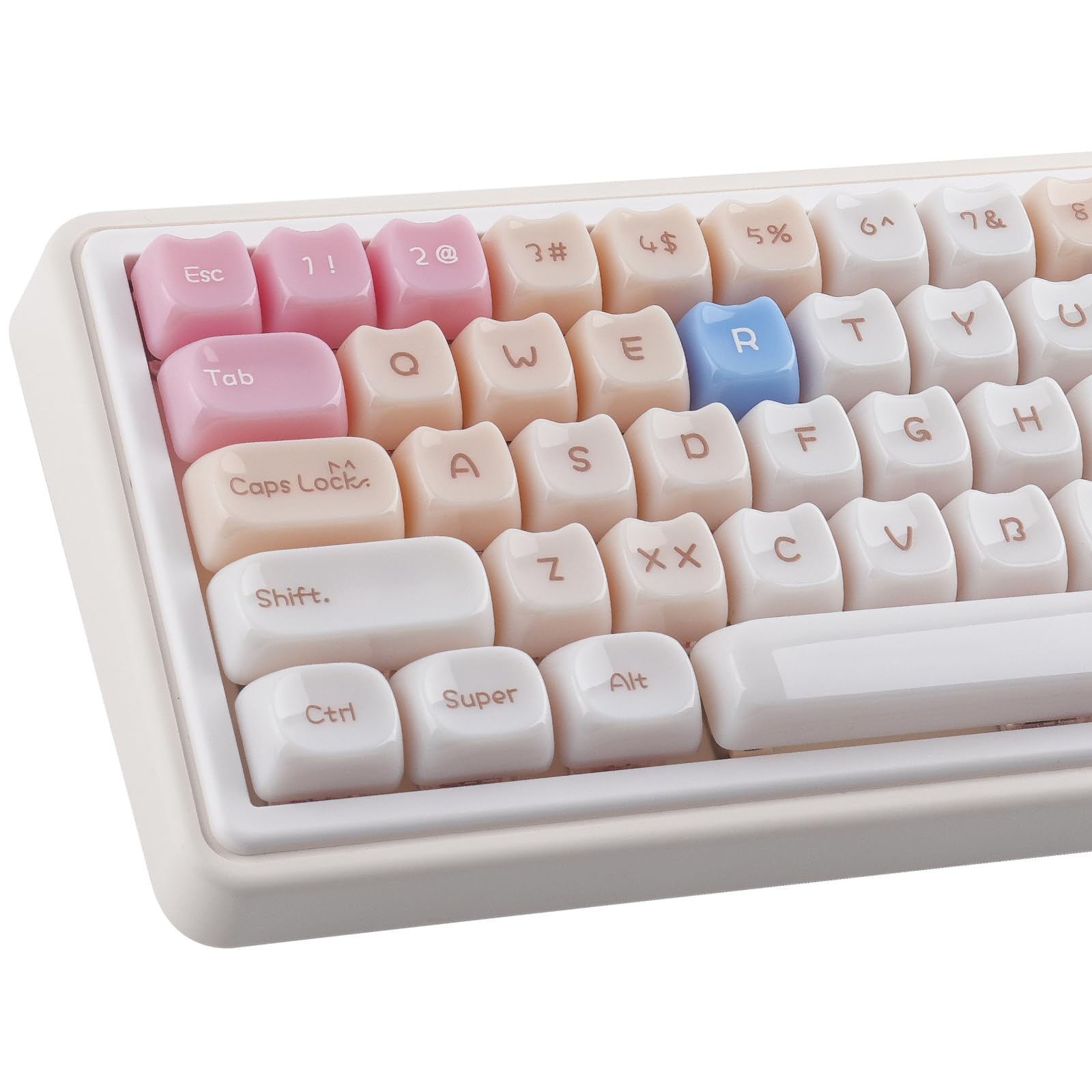 Ceramic Jade Ragdoll Cat Keycaps, 148 Keys Translucent Pink Jelly Cute Keycap...