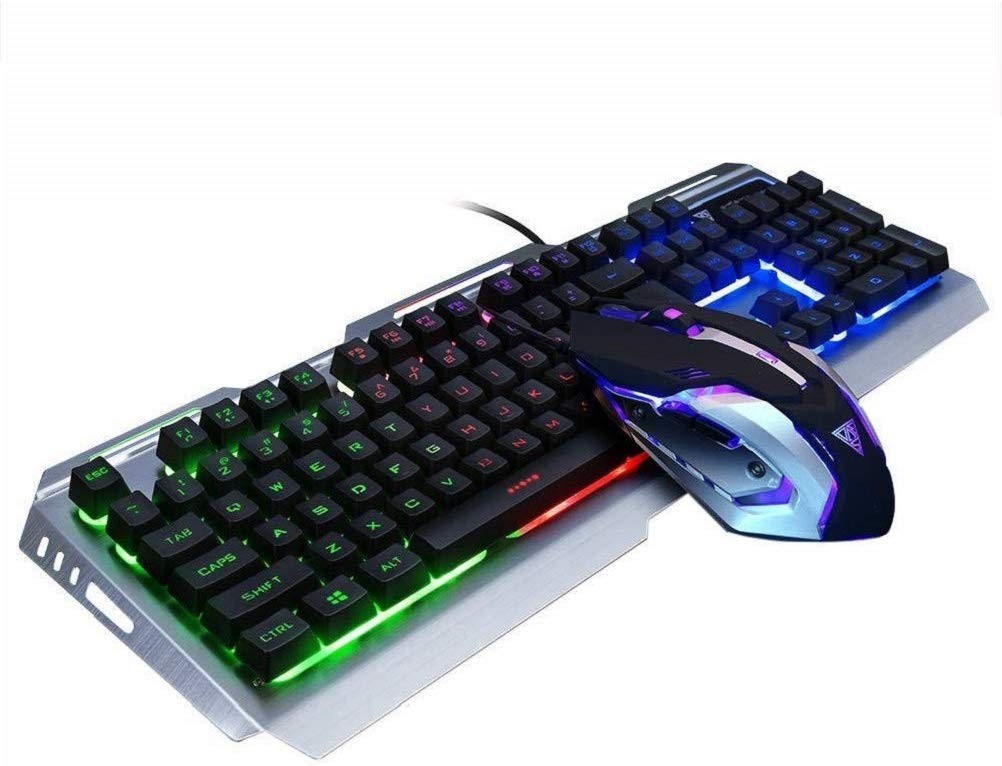 Wired Gaming Keyboard And Mouse Combo RGB Rainbow LED Backlit For PC Gamer Set