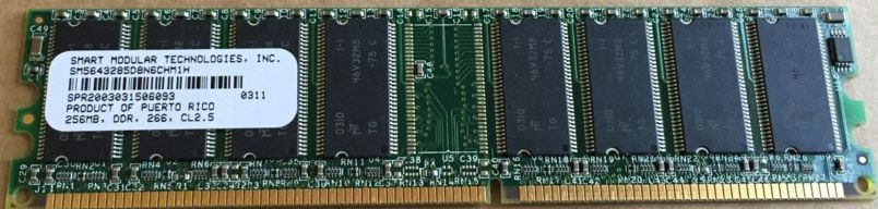 SMART MODULAR TECH  SM5643285D8N6CHM1H-DDR 266 CL2.5 256M  RAM 
