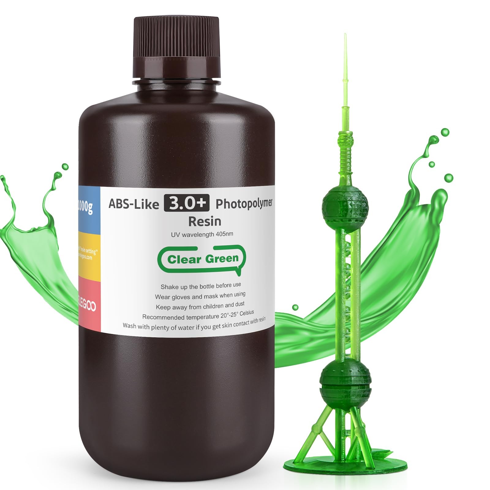 ELEGOO ABS-Like Resin 3.0 Plus Clear Green 1000G 3D Printer Resin 405nm