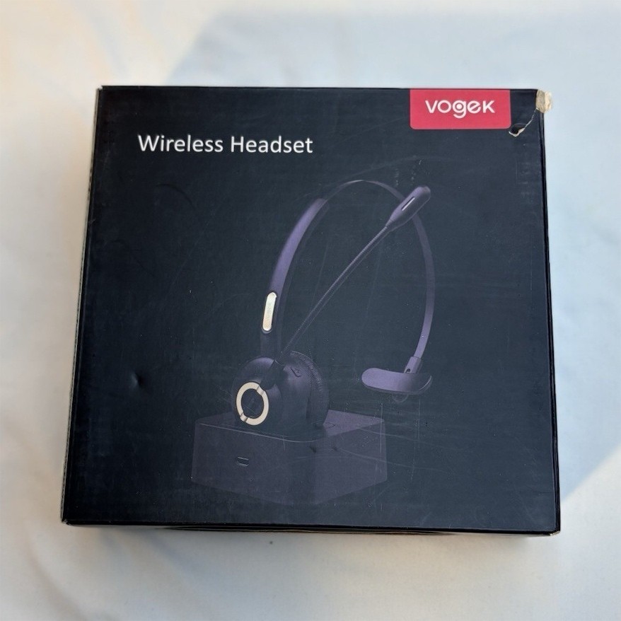 Vogek BH-M97 Bluetooth Wireless Headband Headset Boom Mic Single Ear Black