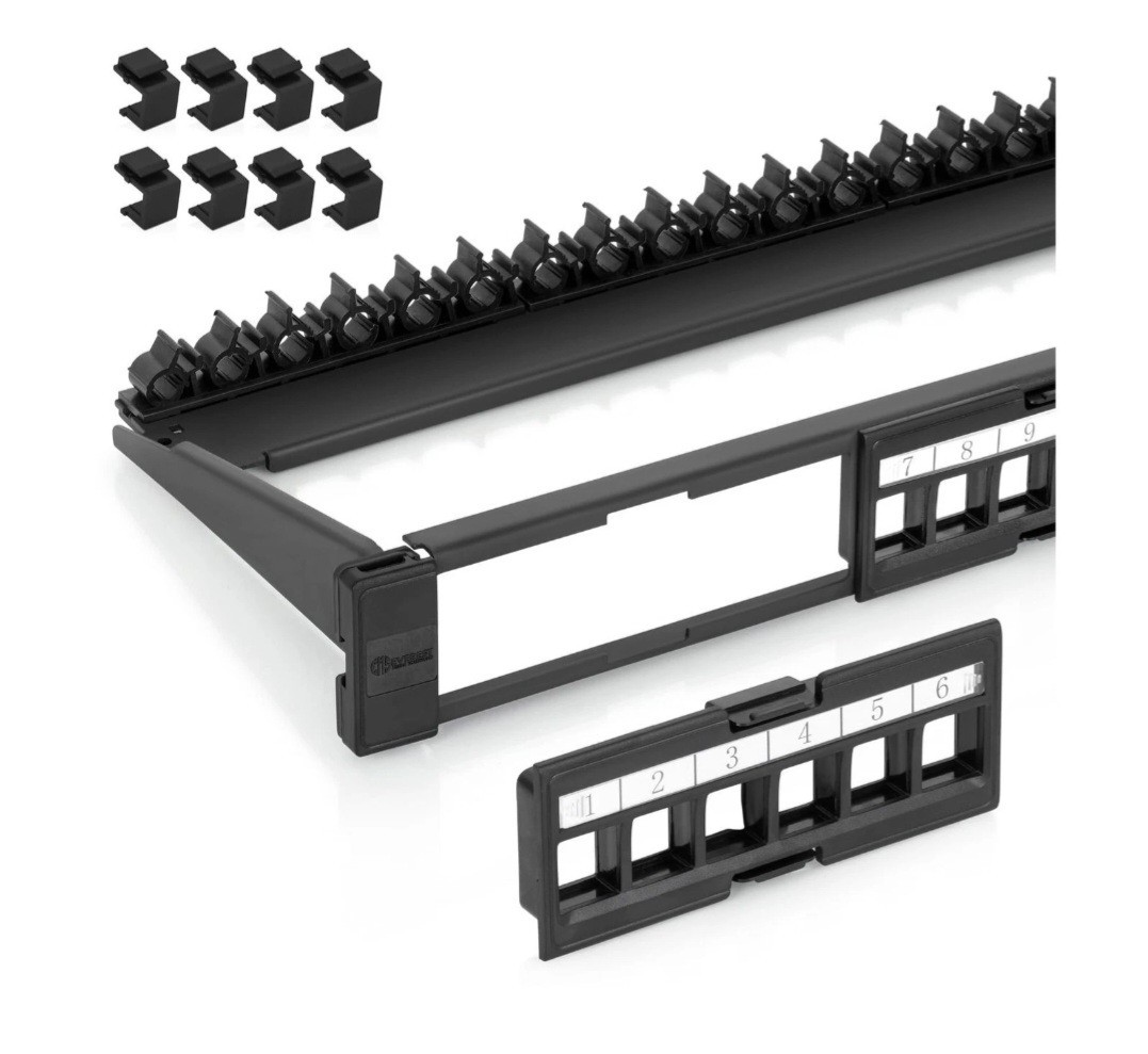 Everest 24 Port Keystone Patch Panel (10-Pack) - Removable 6-Port Panels - Us...