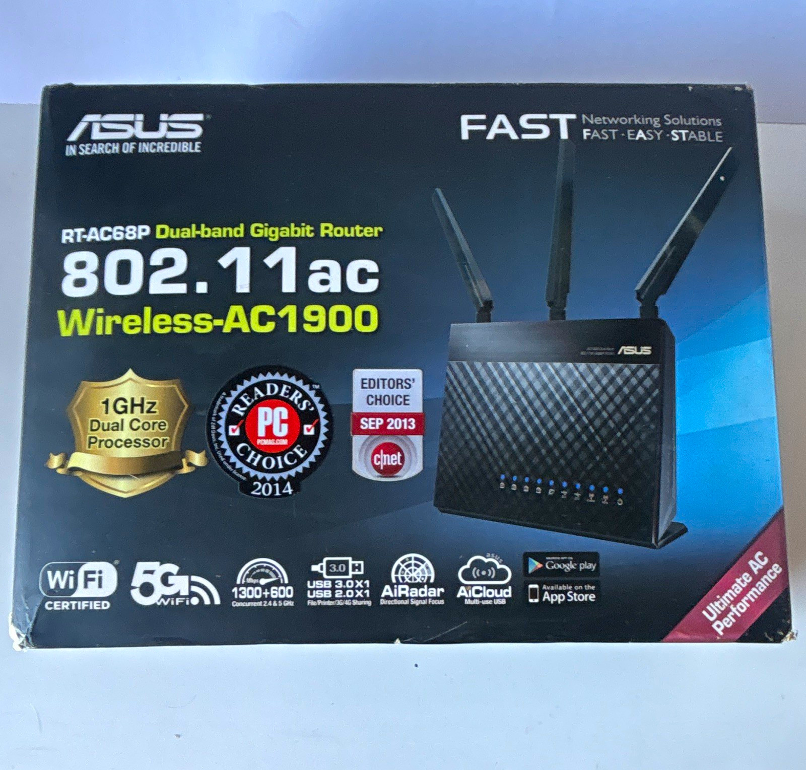 ASUS RT-AC68P AC1900 Dual-Band Gigabit Router USB3 USB2 WiFi 802.11ac