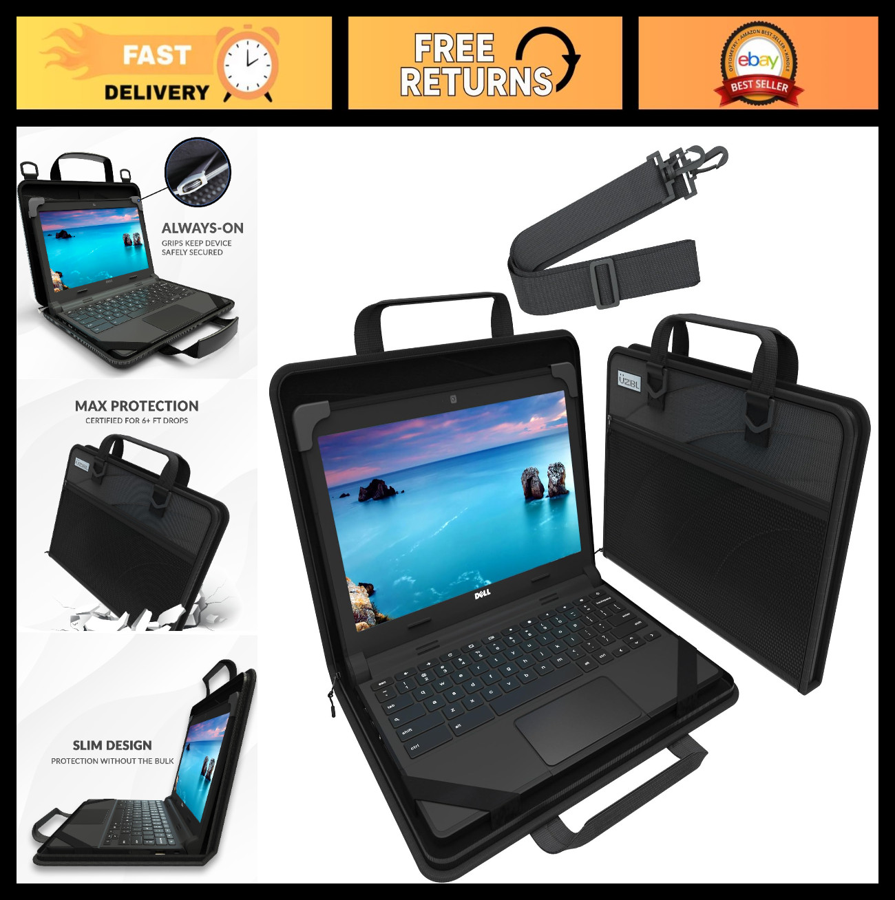13-14 Inch Zip Lite Always-on Chromebook Protective Hard Case with Accessory
