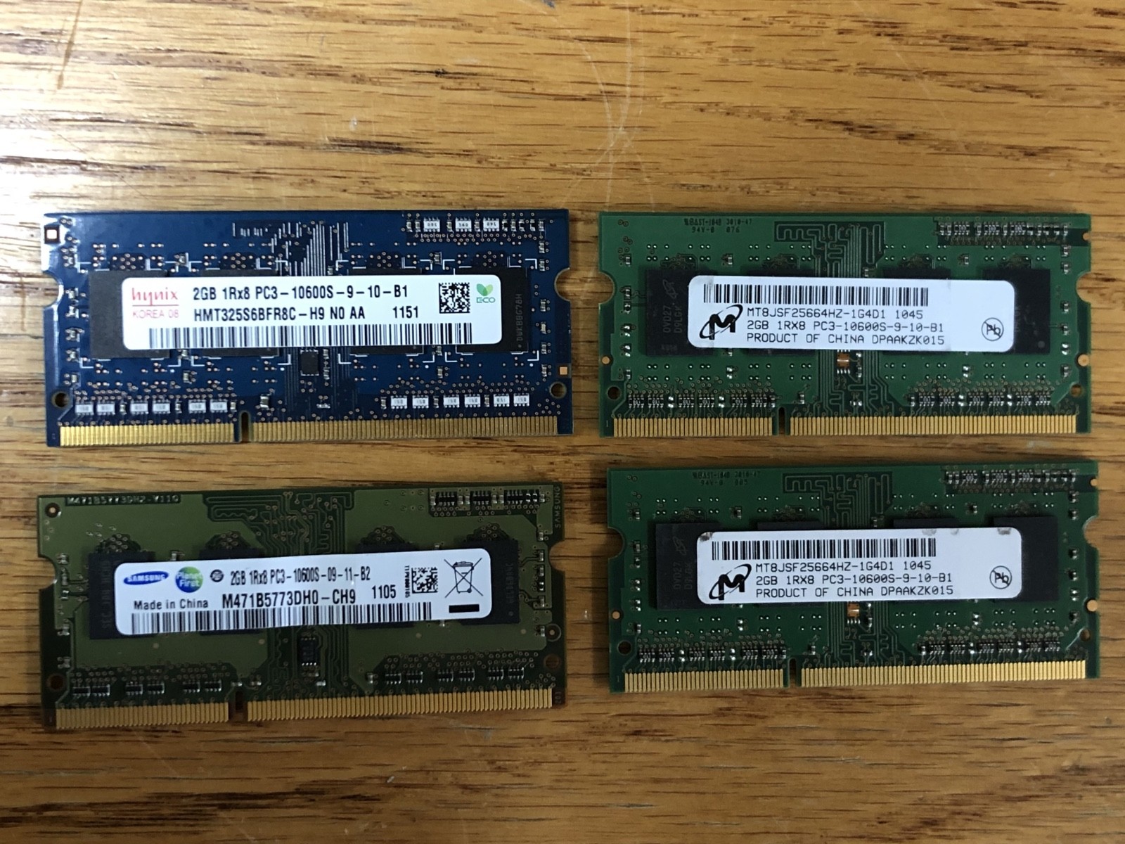 Hynix, Samsung, Micron 4 @ 2 gigs PC3 - 10600 RAM / Memory