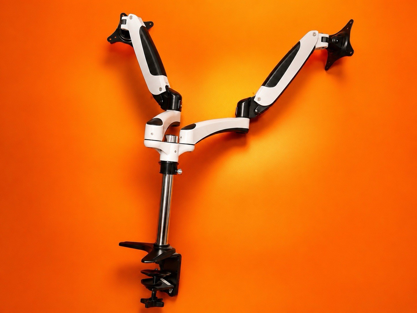 Dual Monitor Arms Heavy Duty Adjustable VESA Desk Clamp White Black Pair
