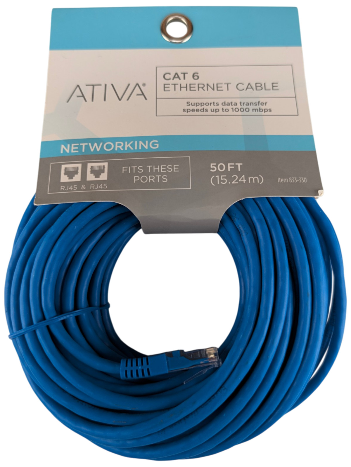 Ativa Cat 6 Ethernet Network Cable 50FT Blue RJ45 Male 833 330 1000 Mbps