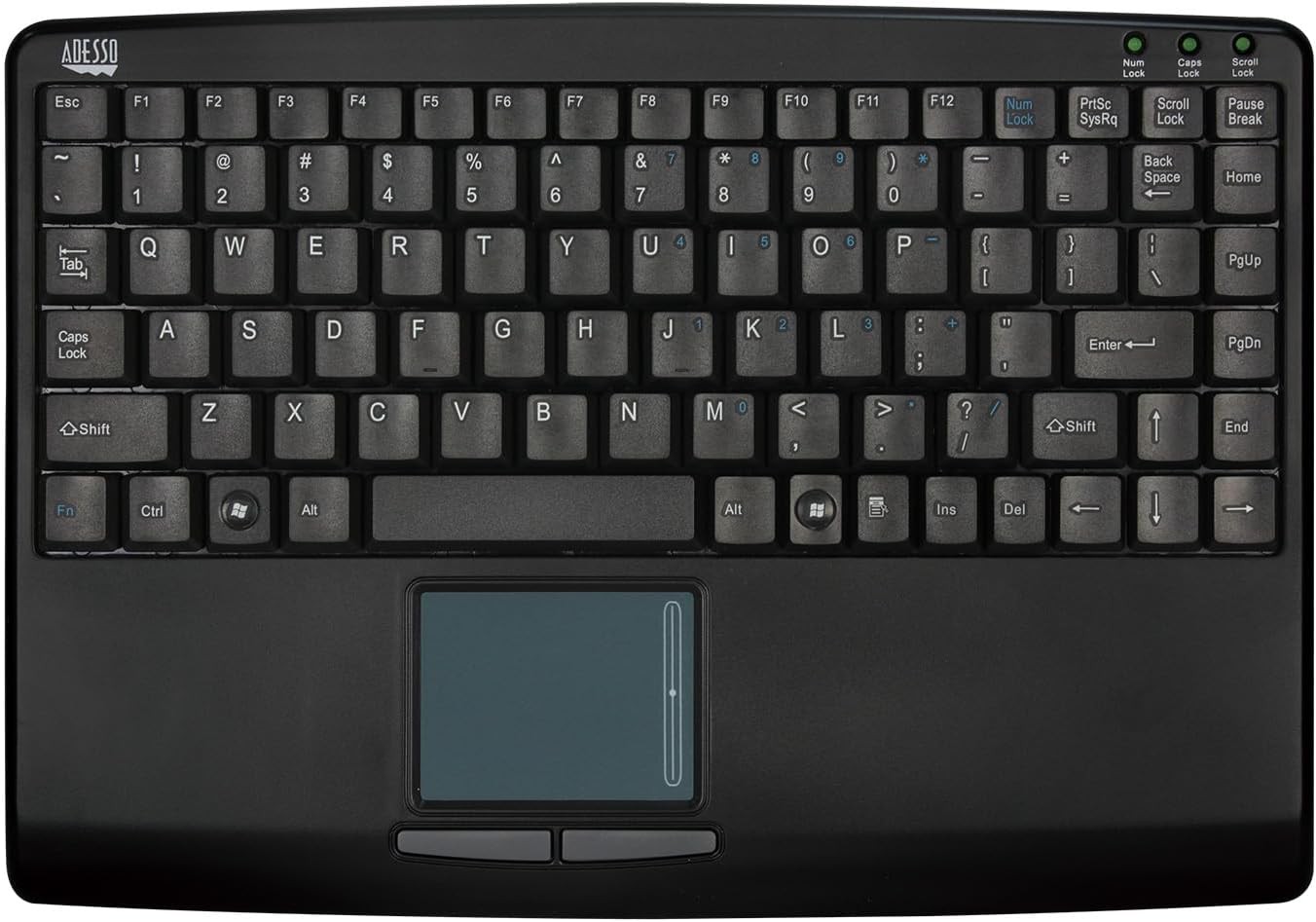 Adesso AKB-410UB - SlimTouch Mini USB Keyboard with Built-in Touchpad Black 