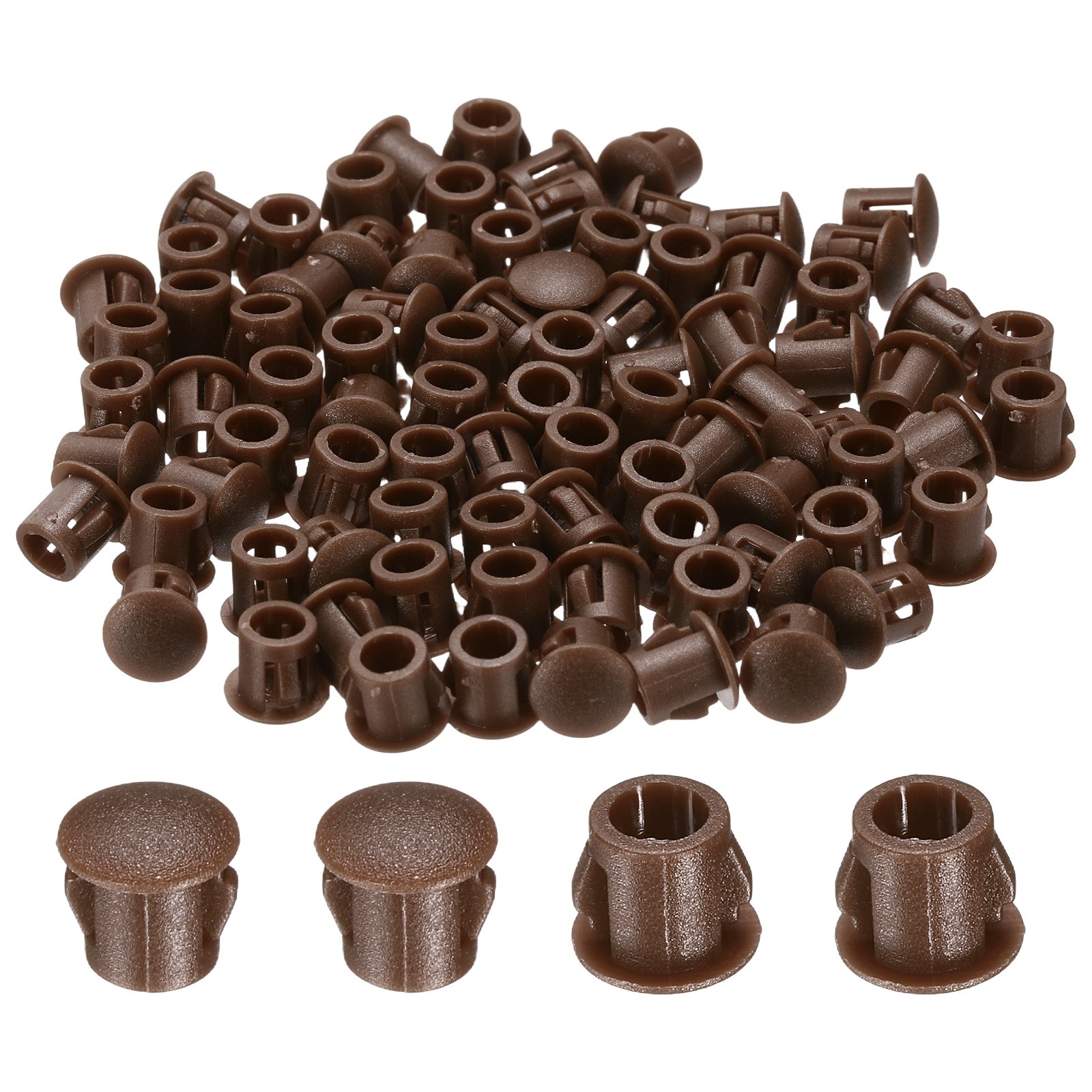 100-PackBrown Hole Plugs, 6mm / 0.24 Inch Plastic Hole Cover Panel Plugs