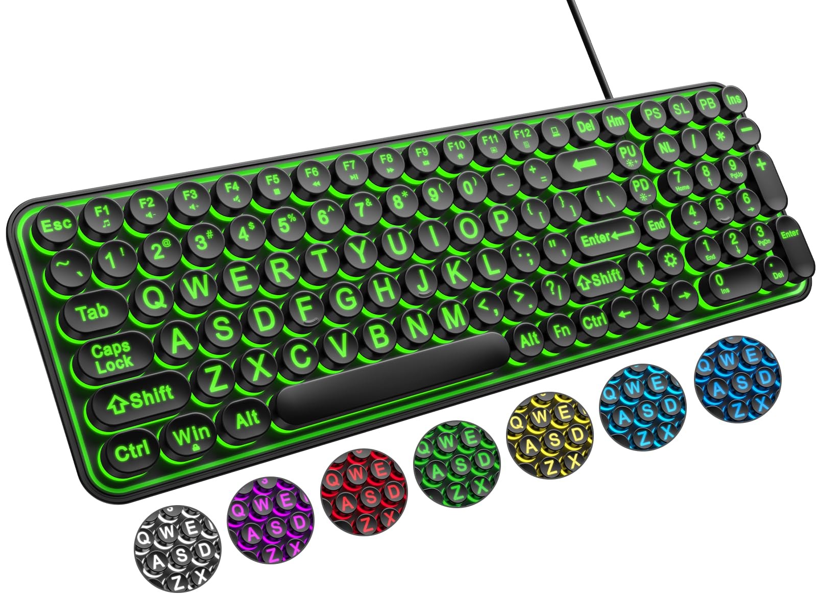 QUASIO Large Print Backlit Keyboard, Wired USB Lighted Computer Keyboards